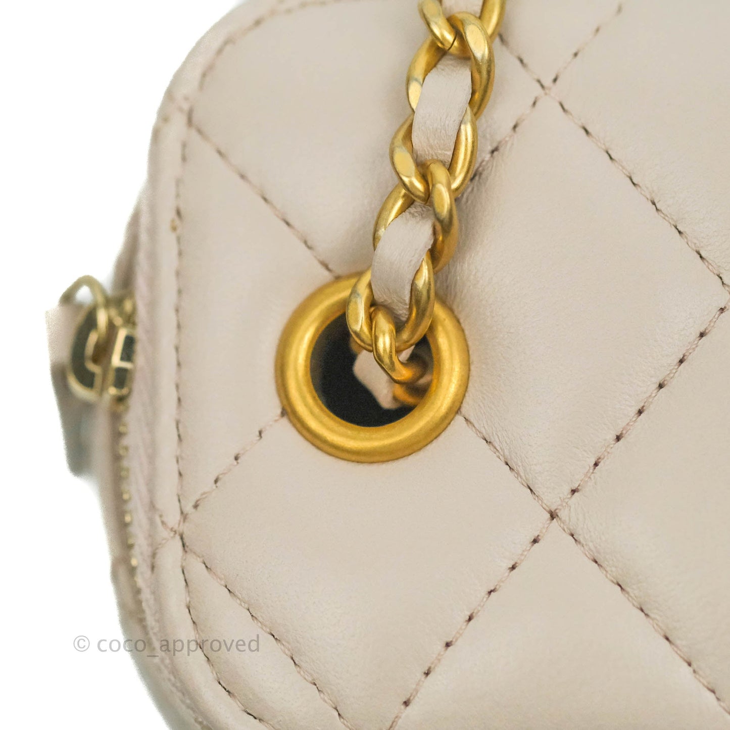 Chanel Classic Mini Pearl Crush Vanity With Chain Lilac Pink Lambskin Aged Gold Hardware