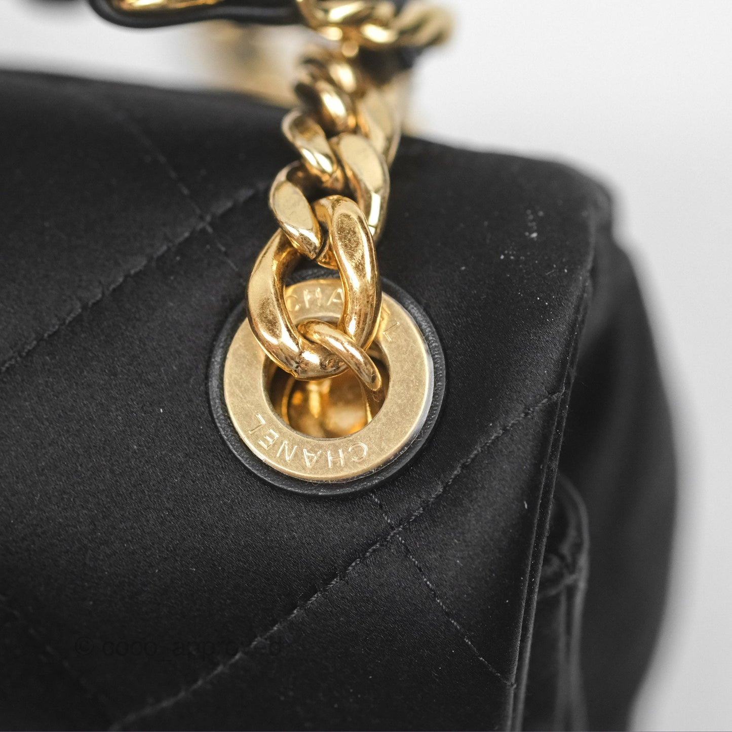 Chanel Mini Square with Crystal Top Handle Black Satin Gold Hardware