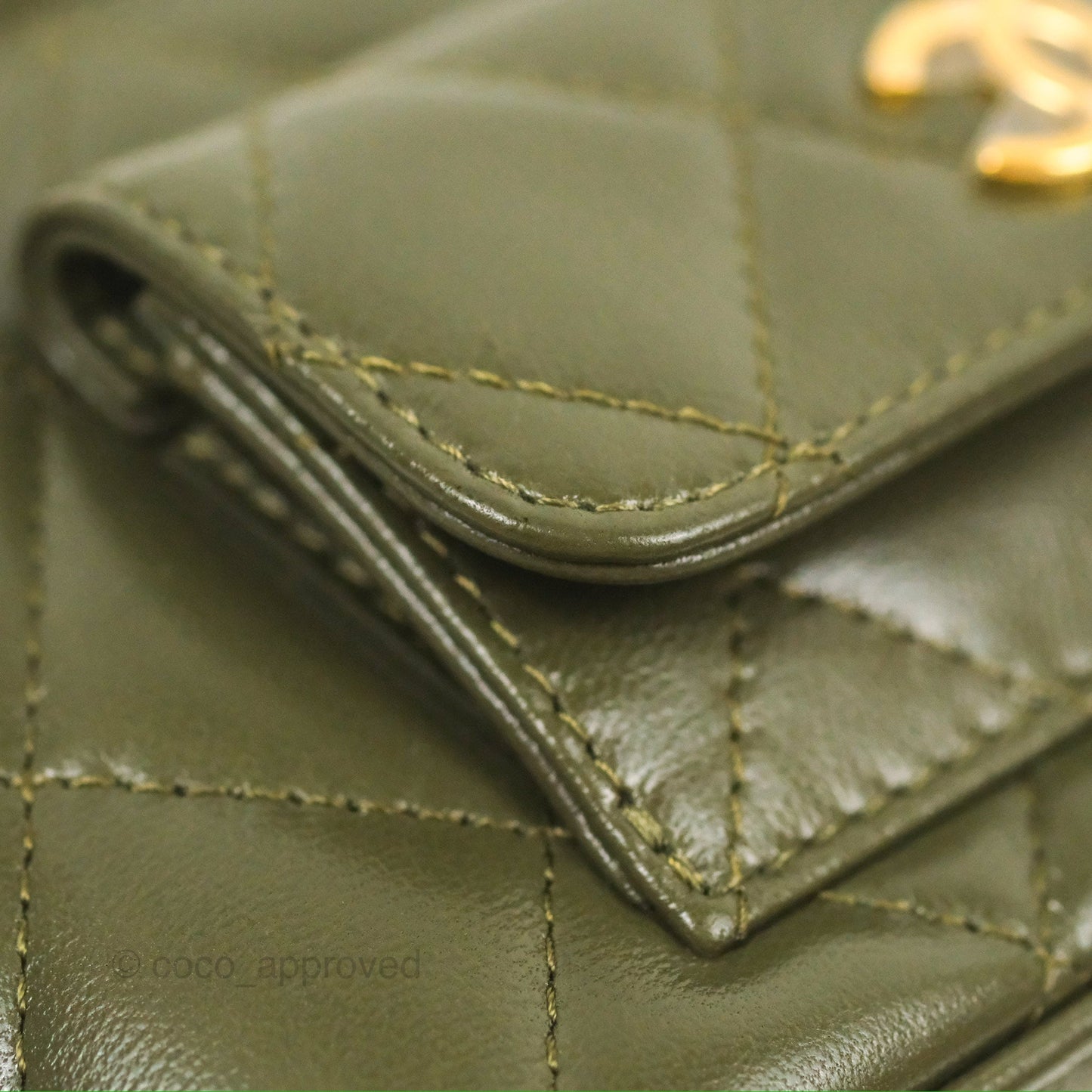 Chanel Cargo Pocket Top Handle Vanity with Chain Khaki Green Lambskin 22K