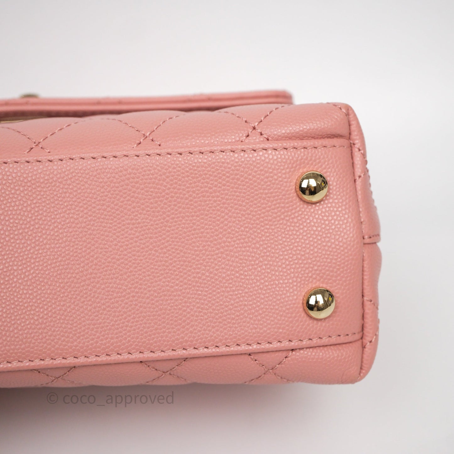 Chanel Small Coco Handle Quilted Pink Caviar Gold Hardware