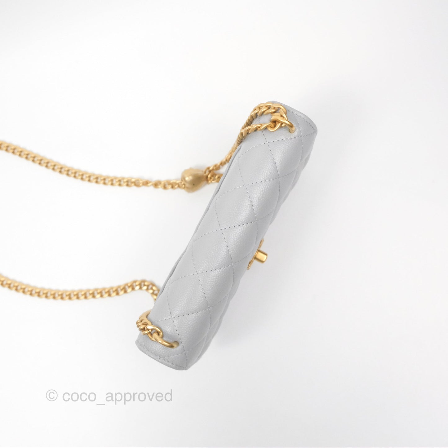 Chanel Heart Adjustable Chain WOC Grey Caviar Aged Gold Hardware
