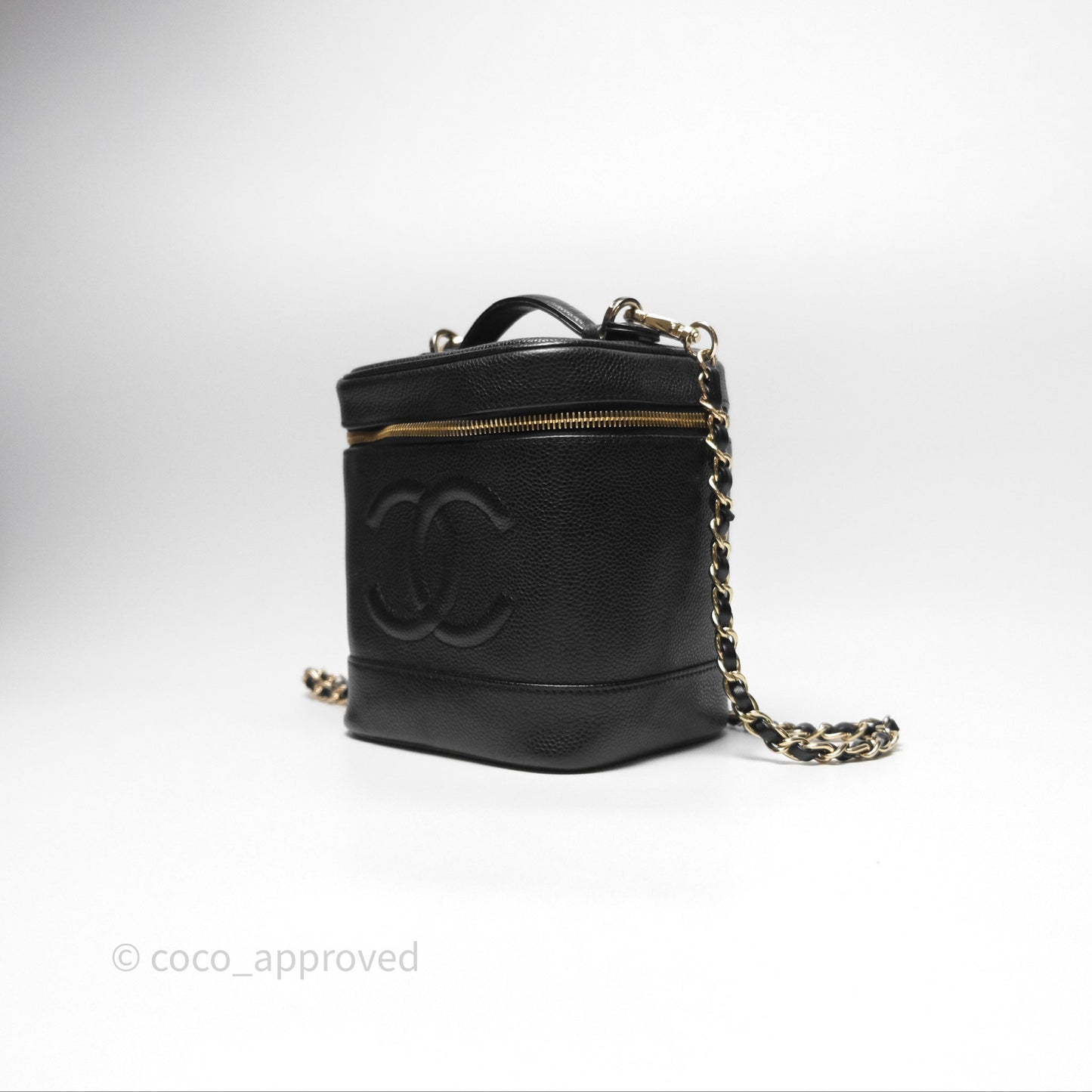 Chanel Vintage Vanity Case Black Caviar Gold Hardware
