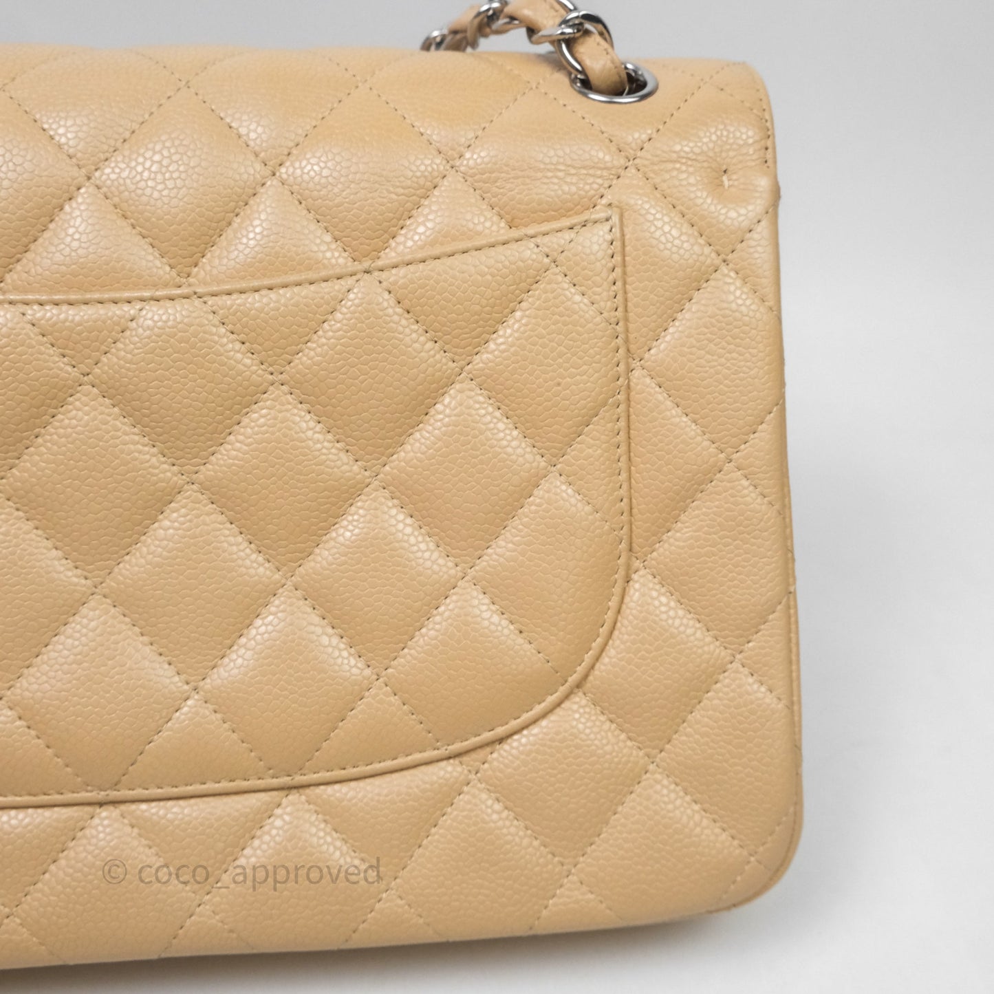 Chanel Jumbo Double Flap Beige Caviar Silver Hardware⁣⁣
