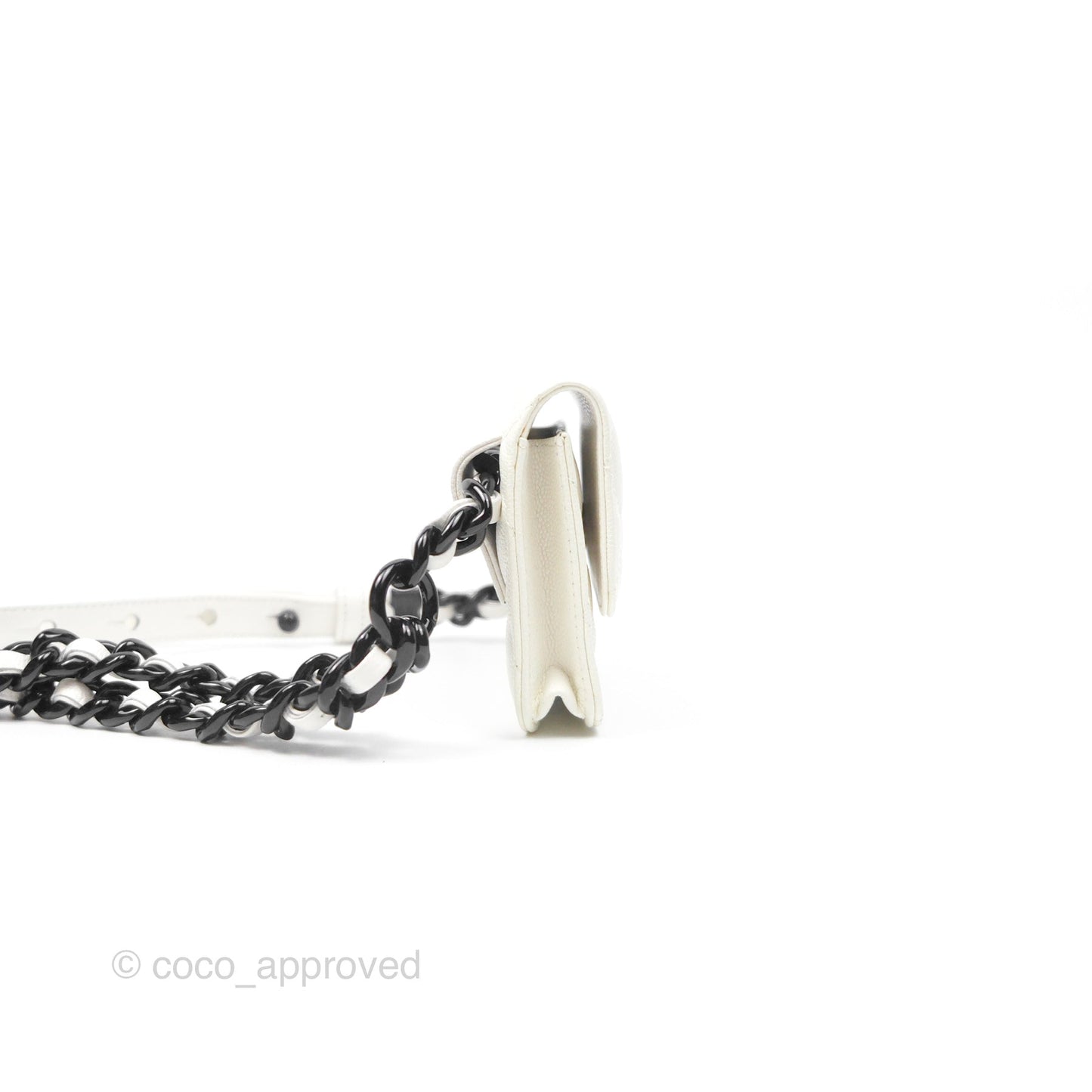 Chanel My Everything Belt Flap Card Holder White Caviar Incognito Hardware