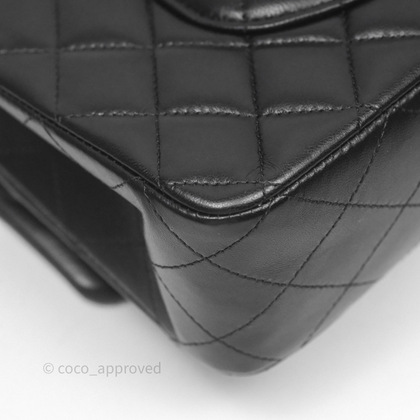 Chanel Classic M/L Medium Flap Quilted Black Lambskin Gold Hardware