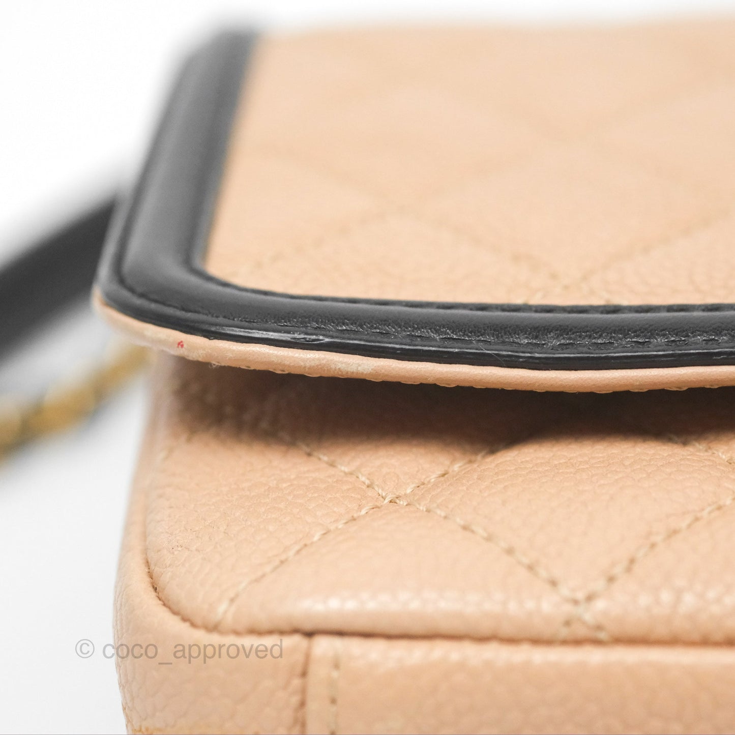 Chanel Small CC Filigree Flap Quilted Beige Black Caviar