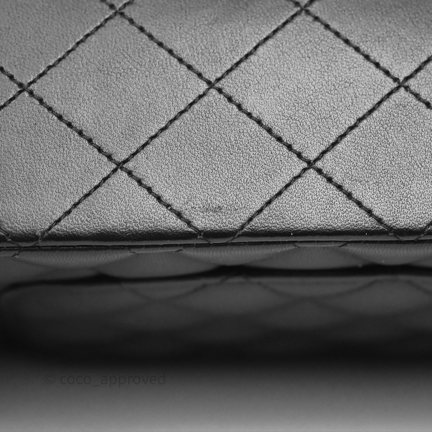 Chanel Classic M/L Medium Flap Quilted Black Lambskin Silver Hardware