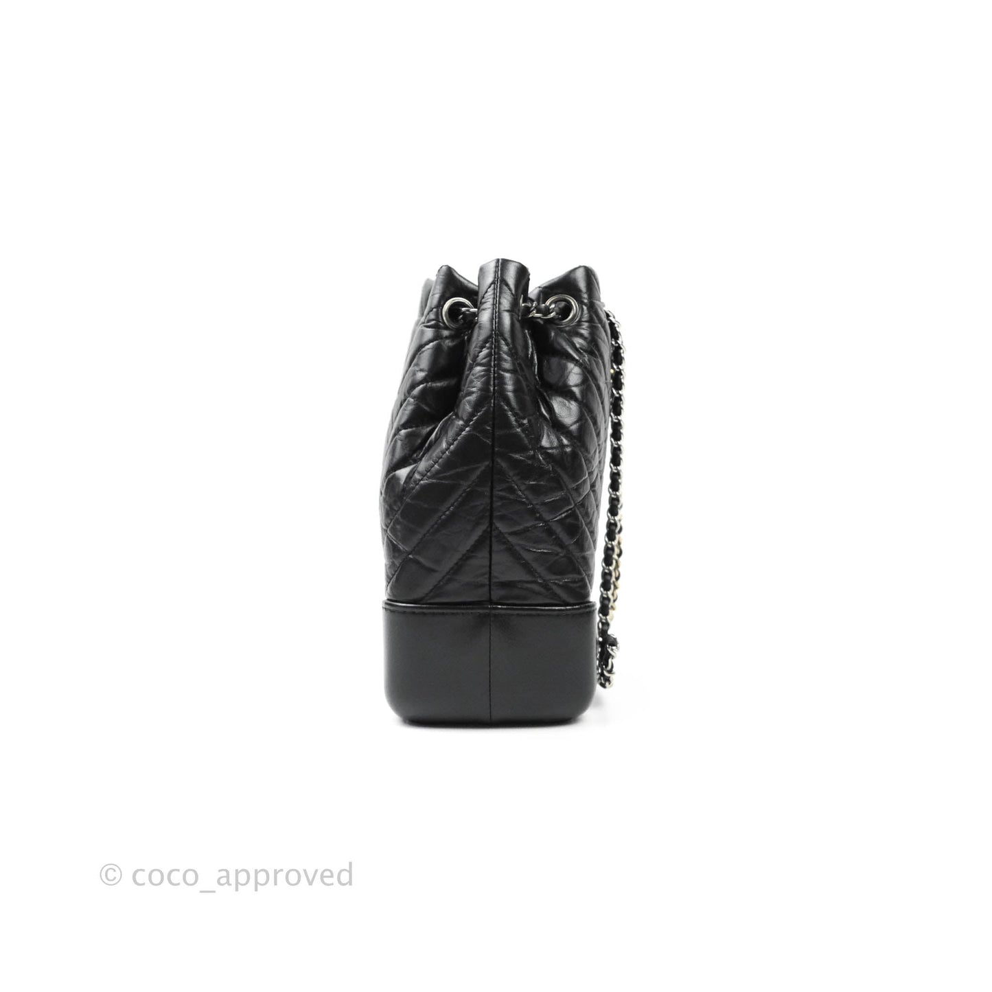 Chanel Small Chevron Gabrielle Backpack Black Aged Calfskin
