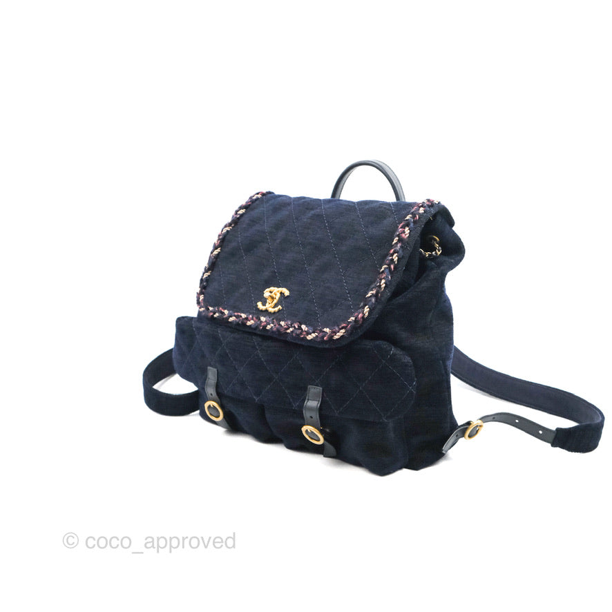 Chanel Parisian Stroll Backpack Wool Velvet Navy