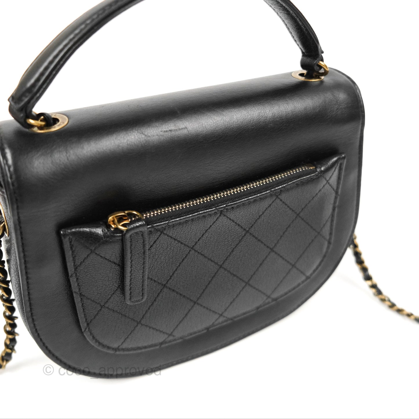 Chanel Small Coco Curve Flap Black Goatskin Antique Gold Hardware