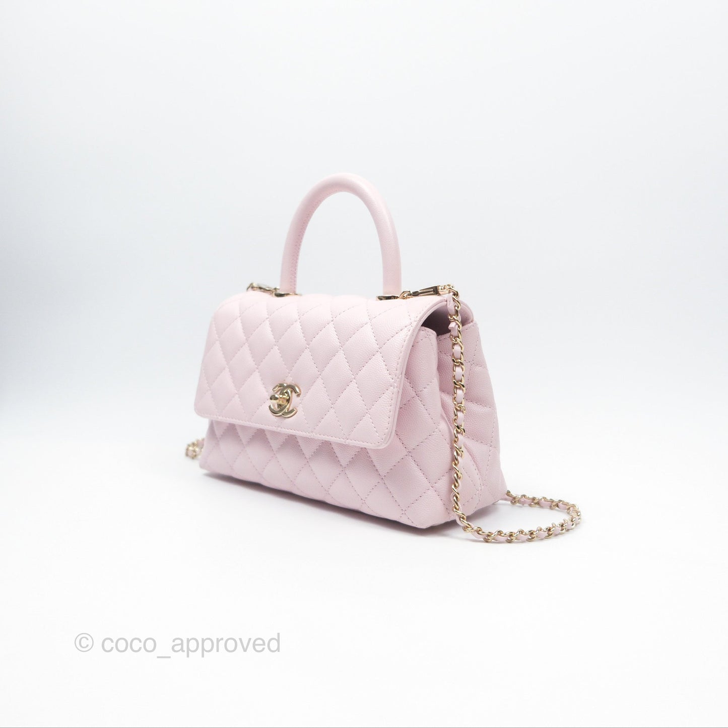 Chanel Small Coco Handle Light Pink Caviar Gold Hardware