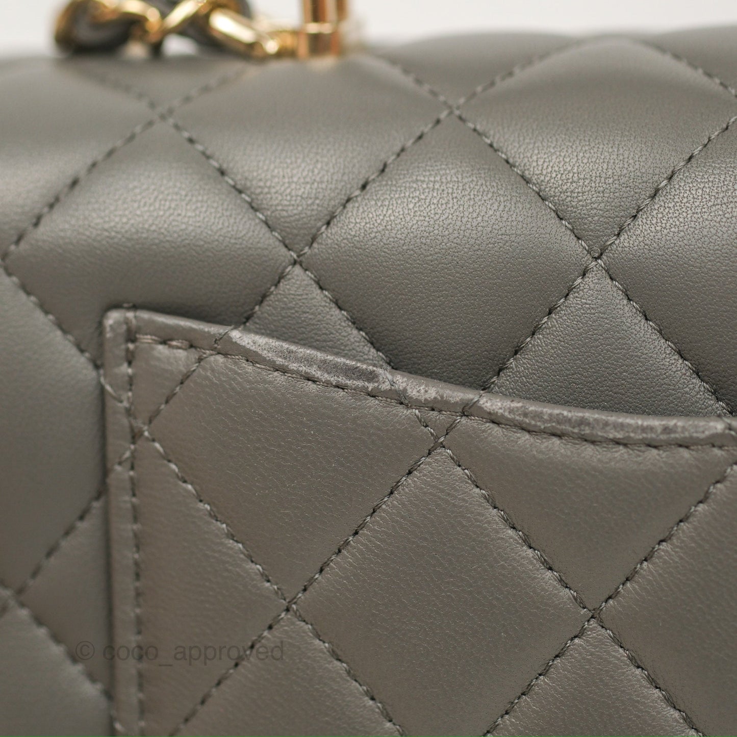 Chanel Top Handle Mini Rectangular Flap Bag Grey Lambskin Gold Hardware