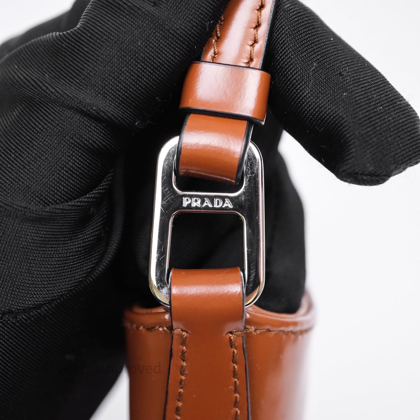 Prada Cleo Brushed Leather Shoulder Bag Brown