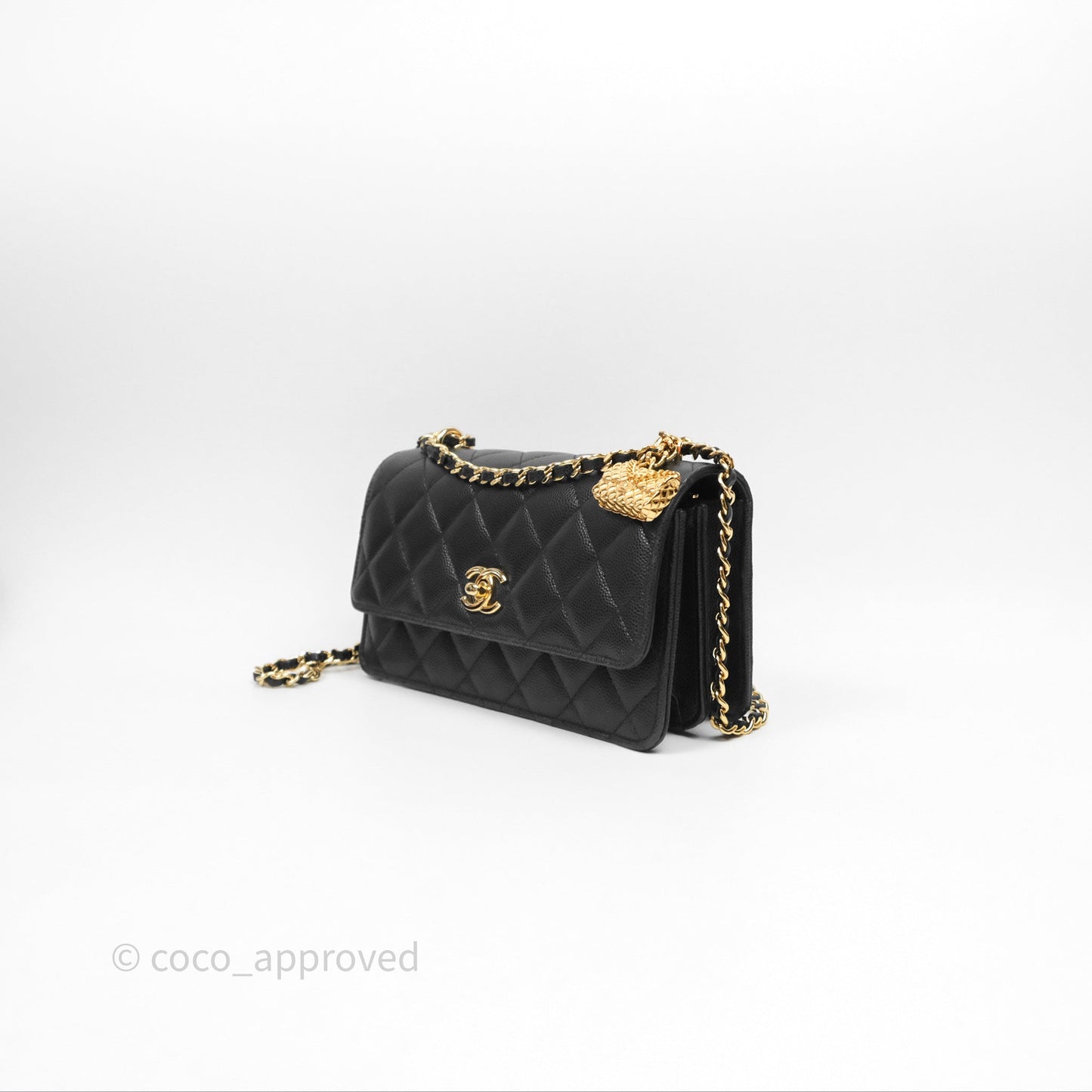 Chanel WOC Bag Charm Black Caviar Gold Hardware
