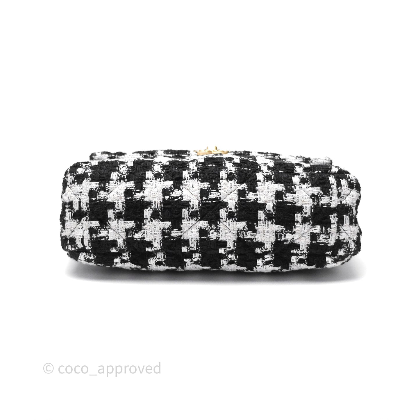 Chanel 19 Medium Tweed White Ribbon Mixed Hardware