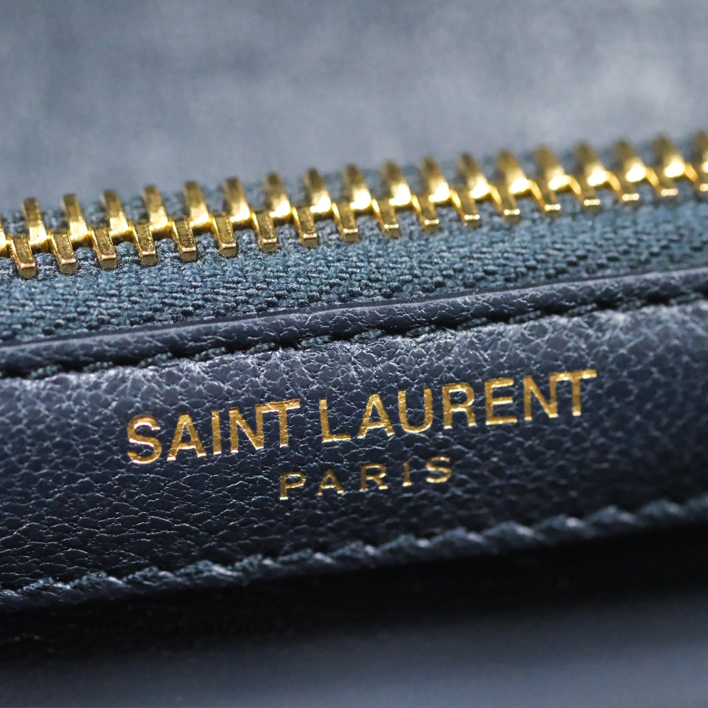 Saint Laurent Chevron Medium College Navy Chain Bag Gold Hardware