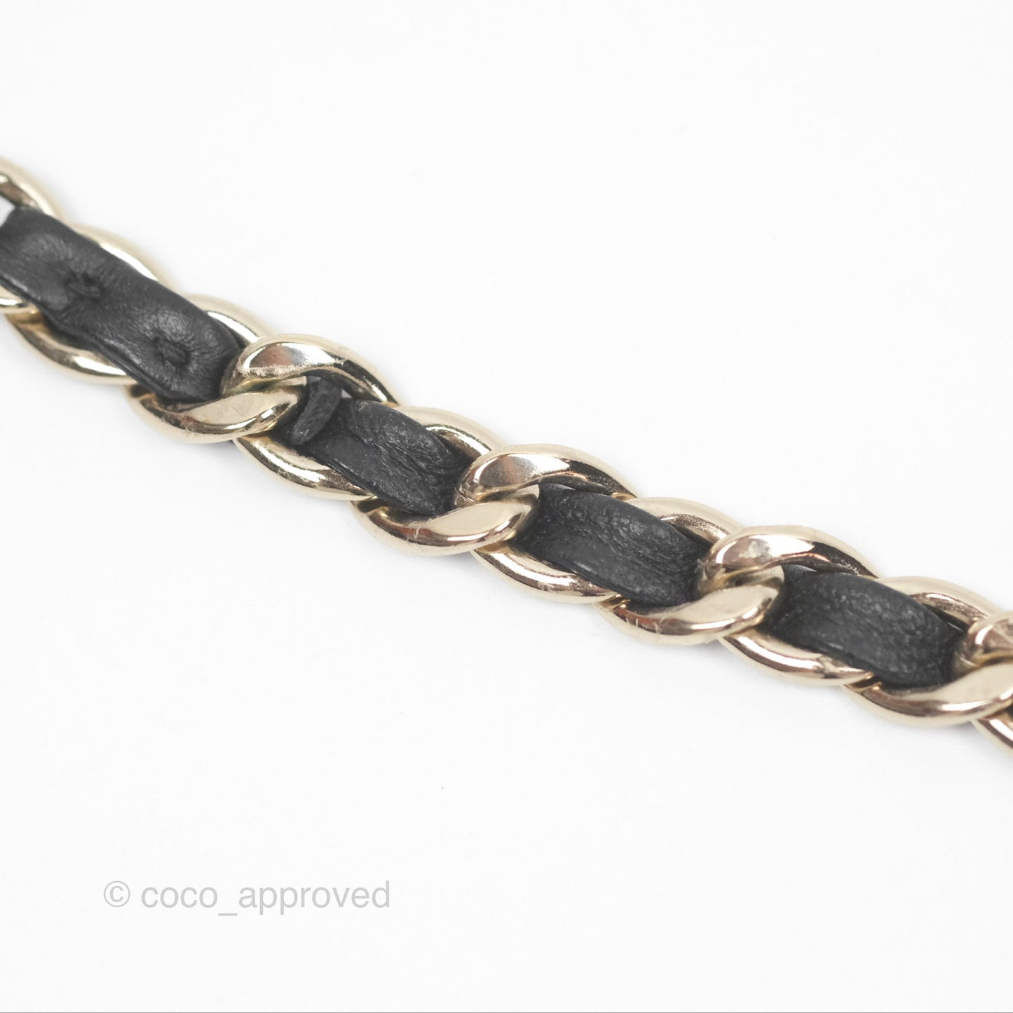 Chanel Black Leather CC Headband Gold Tone 22P