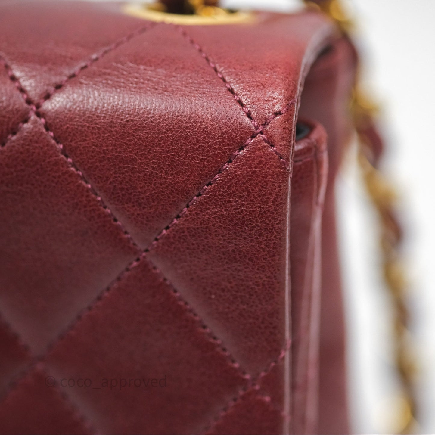 Chanel Vintage Mini Square Burgundy Lambskin 24K Gold Hardware
