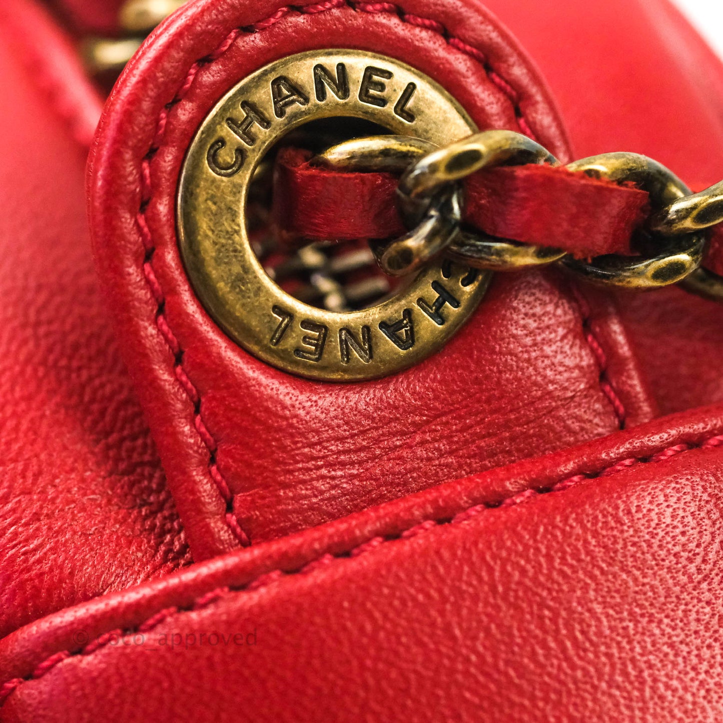 Chanel CC Red Crossbody Camera Bag Aged Gold Hardware