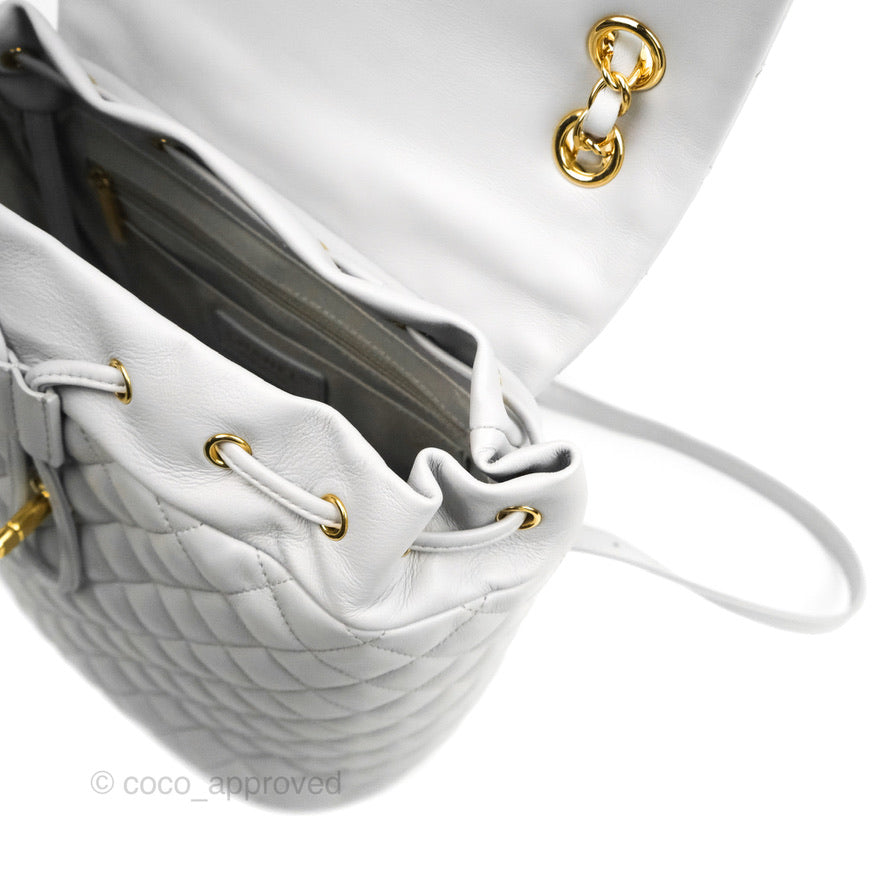 Chanel Large Quilted Urban Spirit Backpack Grey Gold Hardware