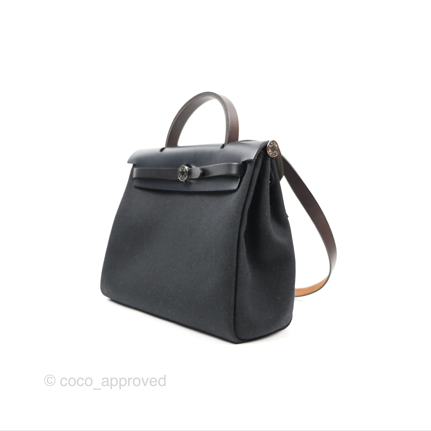 Hermès Herbag Zip 31 Black/Navy Canvas Palladium Hardware