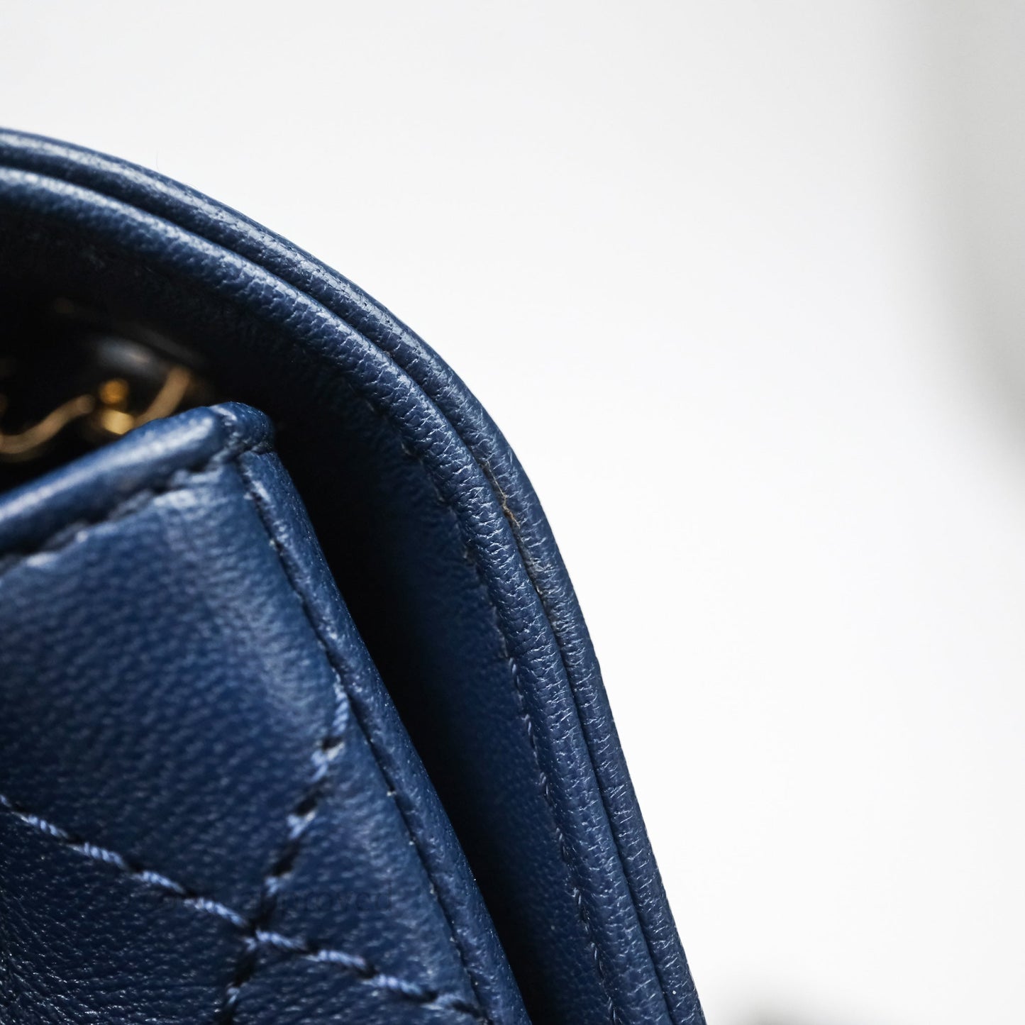 Chanel Mademoiselle Vintage Flap Bag Navy Sheepskin Gold Hardware