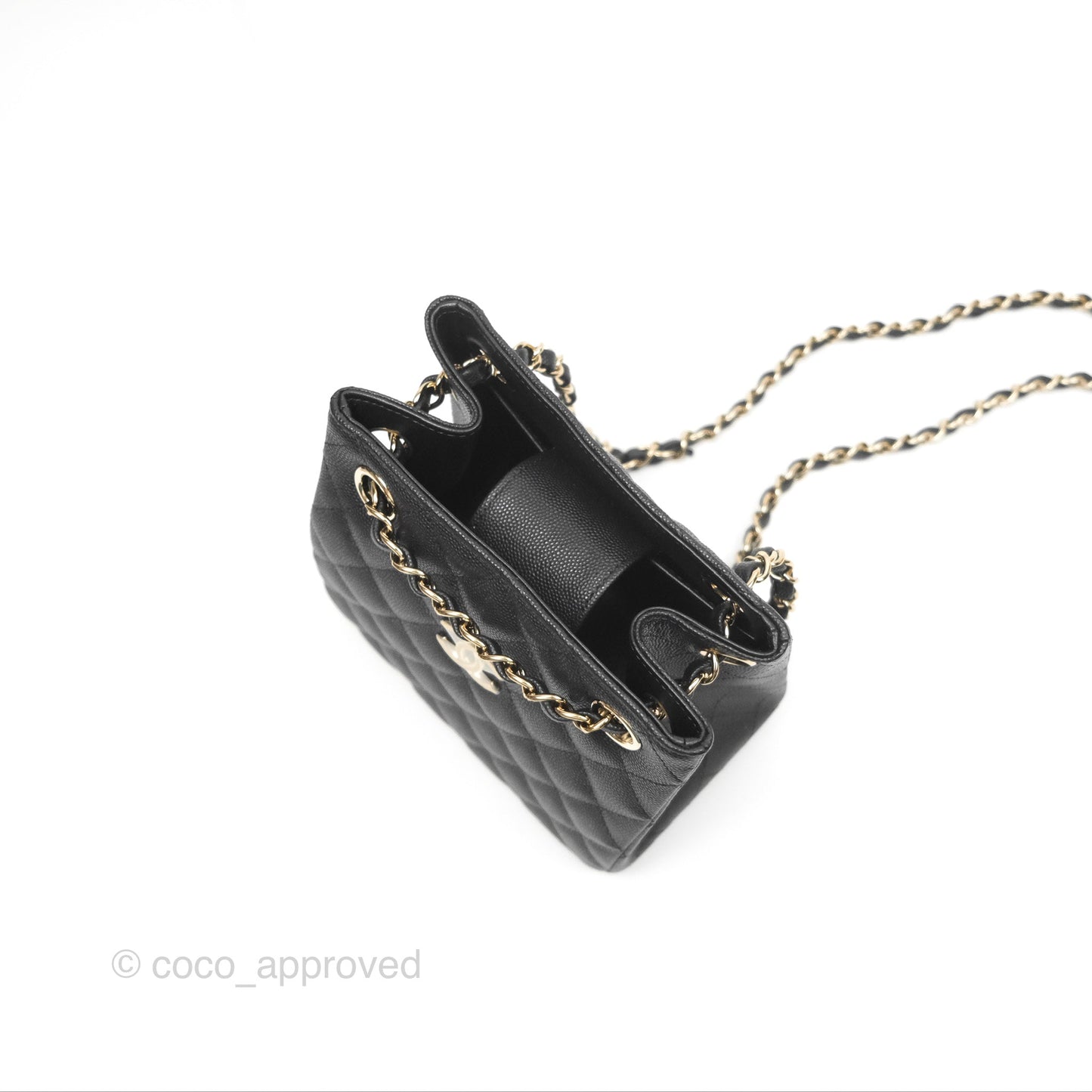 Chanel Mini Bucket Tote Black Caviar Gold Hardware 22S