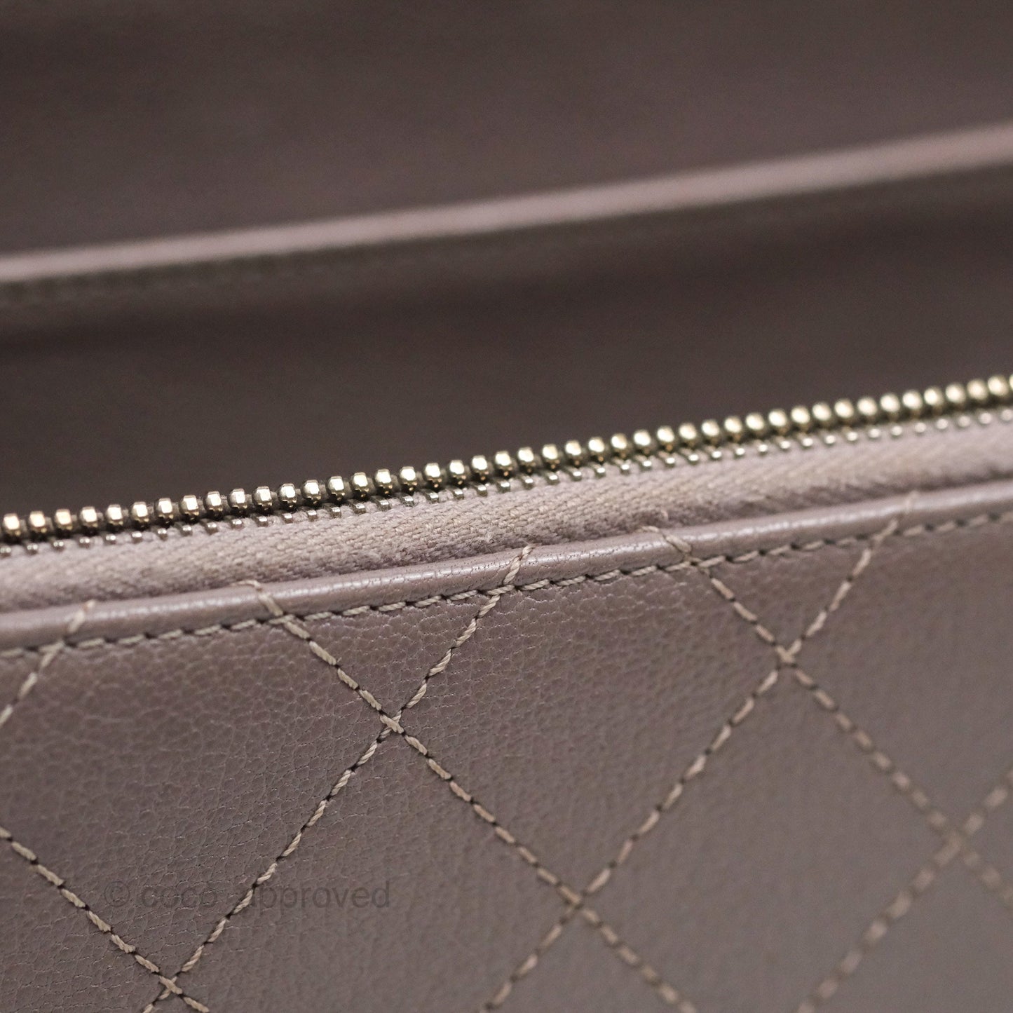 Chanel Coco Curve Flap Burnished Lilac Grey Calfskin Goatskin Antique Gold Hardware