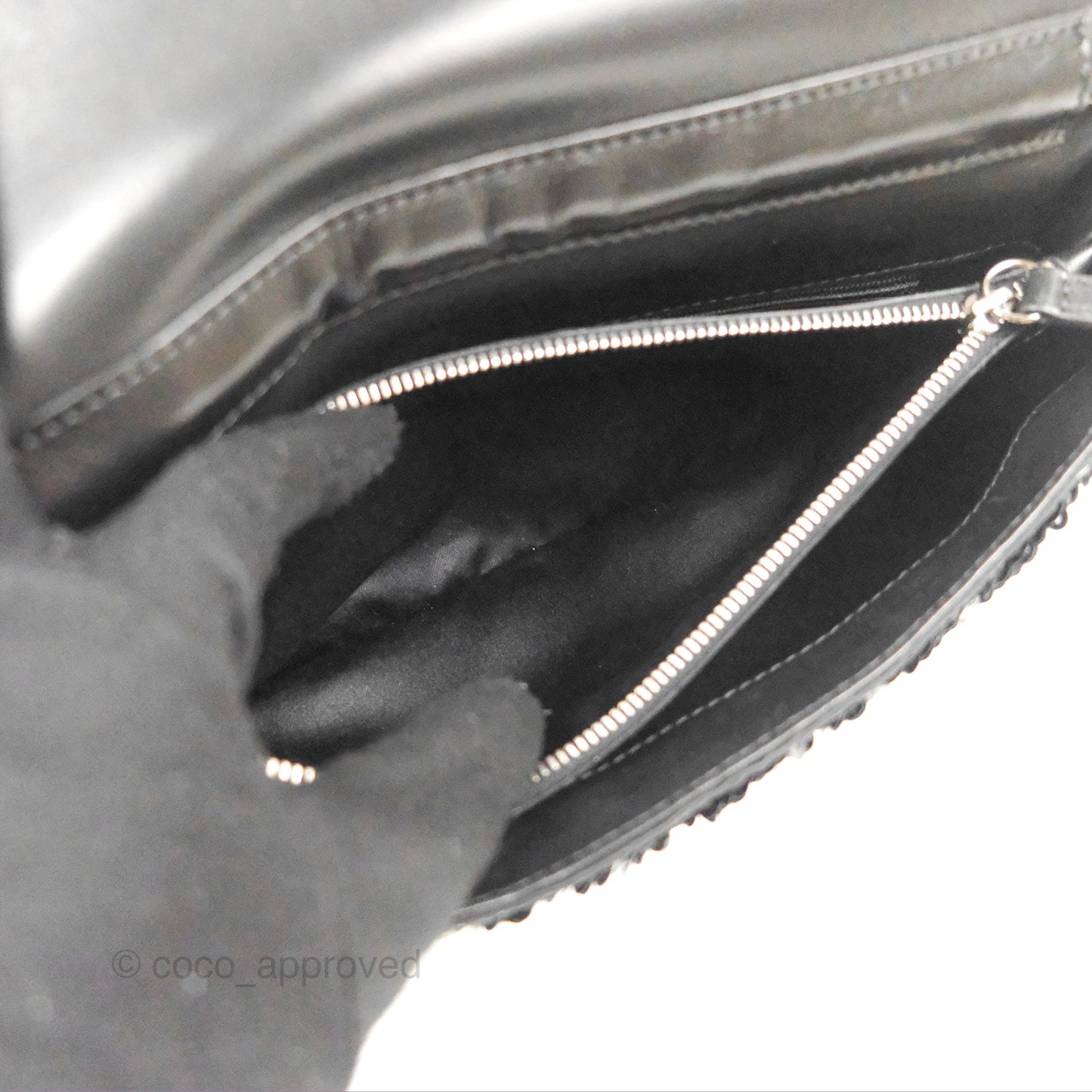 Chanel East West Flap Bag Black Sequin Dark Silver Hardware