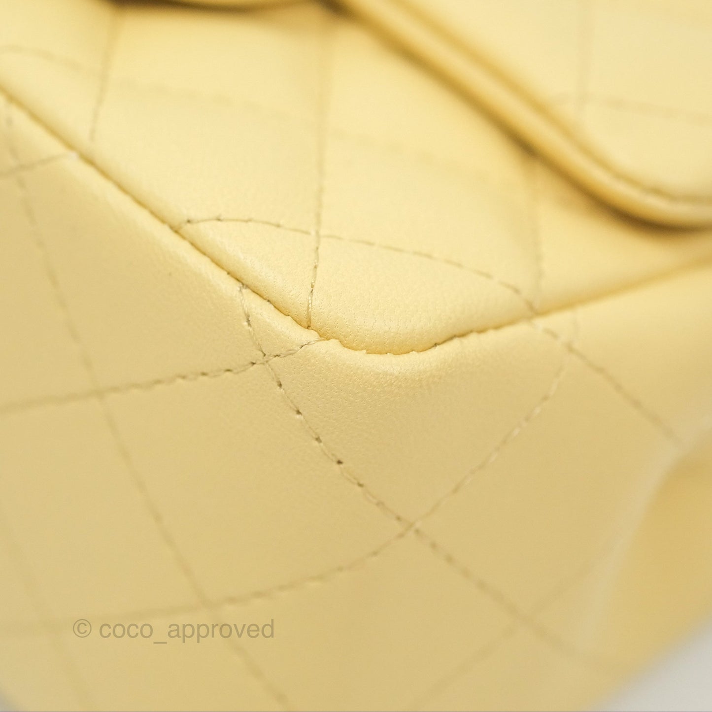 Chanel Mini Square Quilted Yellow Lambskin Gold Hardware