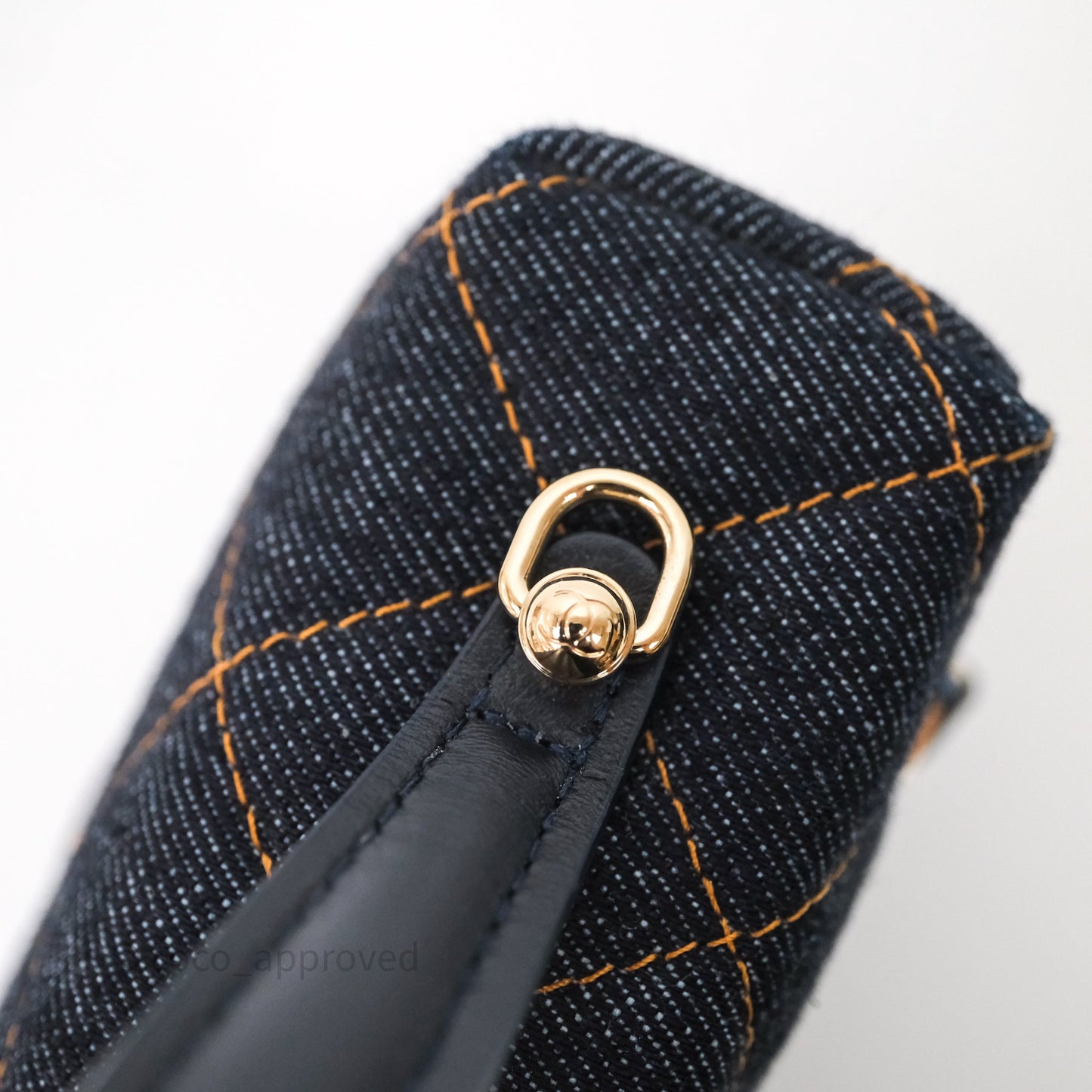 Chanel Top Handle Long Vanity with Chain Dark Blue Denim Gold Hardware