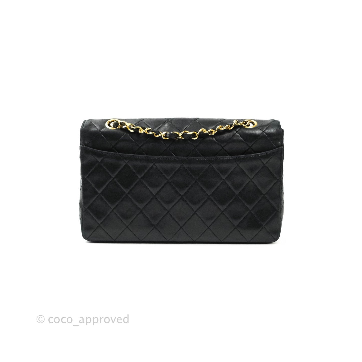 Chanel Vintage Flap Bag with Purse Pouch Black Lambskin 24K Gold Hardware