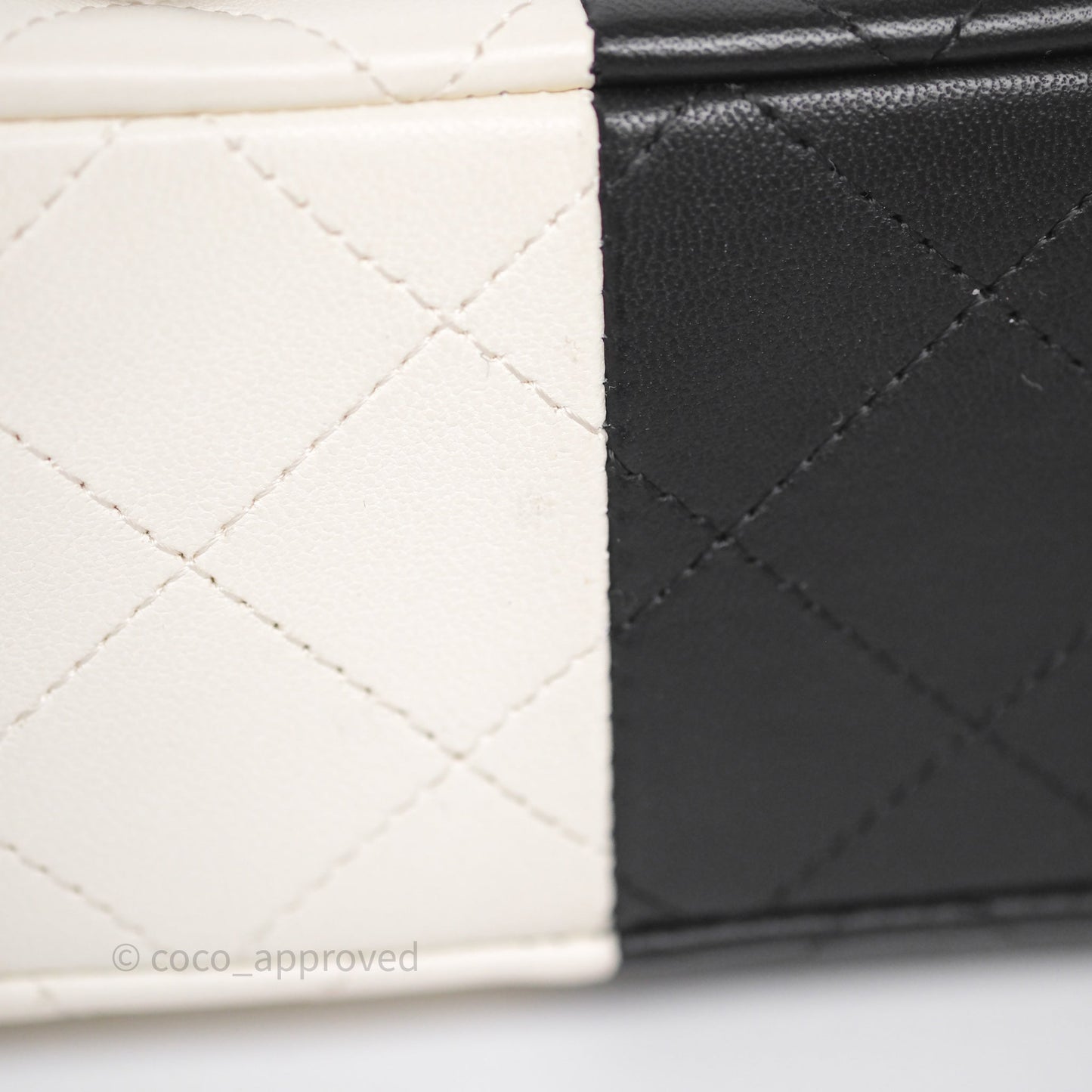 Chanel Mini Rectangular Flap Quilted Black White Lambskin Gold Hardware