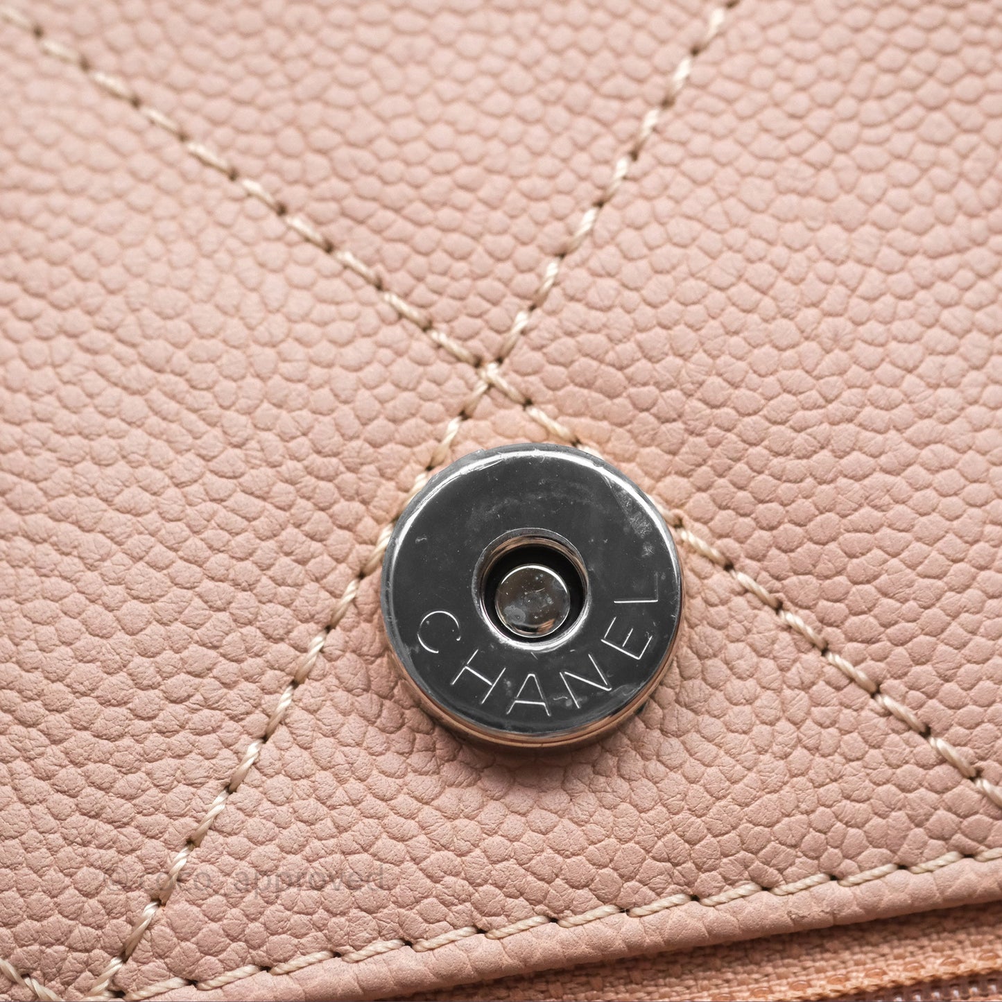 Chanel Quilted Tote Bag Pink Caviar Silver Hardware