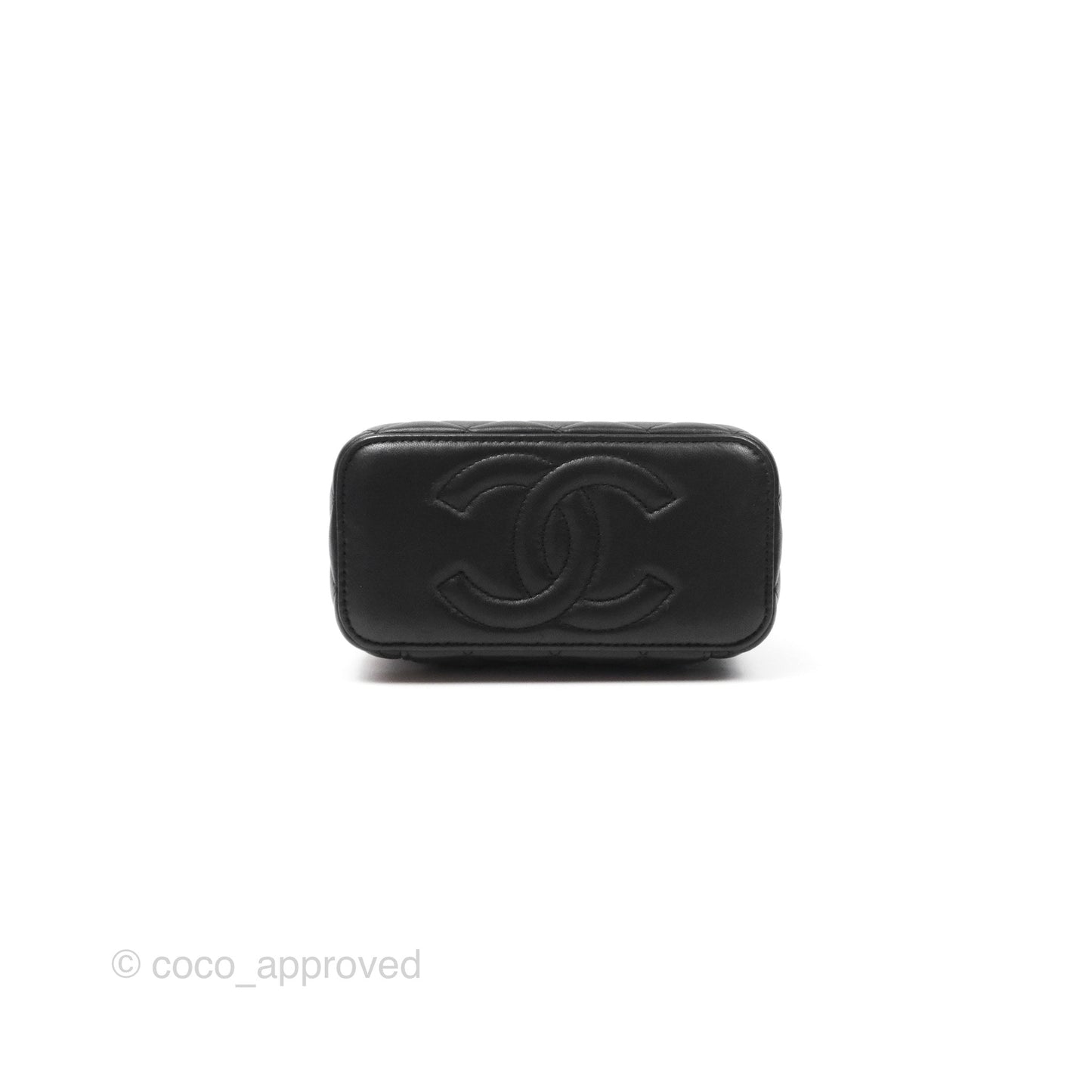 Chanel Vanity Rectangular Top Handle Black Lambskin Gold Hardware
