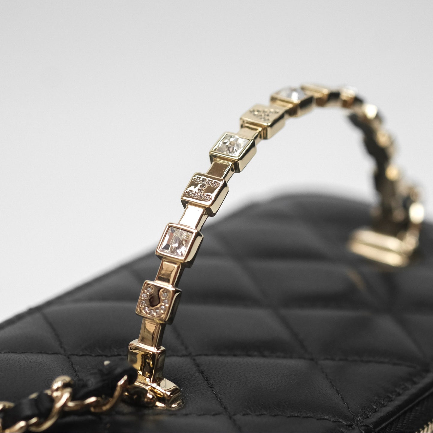 Chanel Vanity Rectangular Top Handle Black Lambskin Gold Hardware