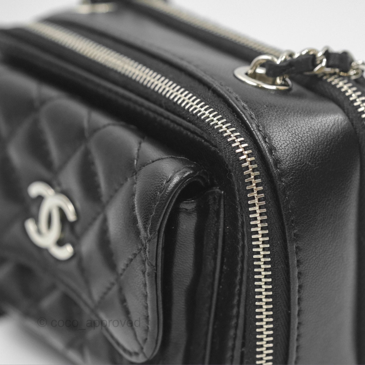 Chanel Small Pocket Box Camera Case Black Lambskin Silver Hardware