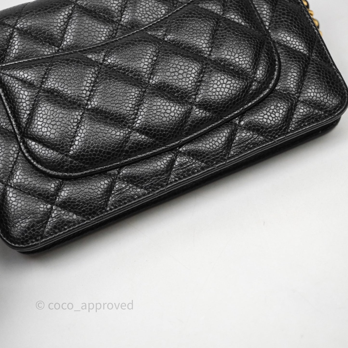 Chanel Classic Wallet On Chain WOC Quilted Black Caviar Gold Hardware