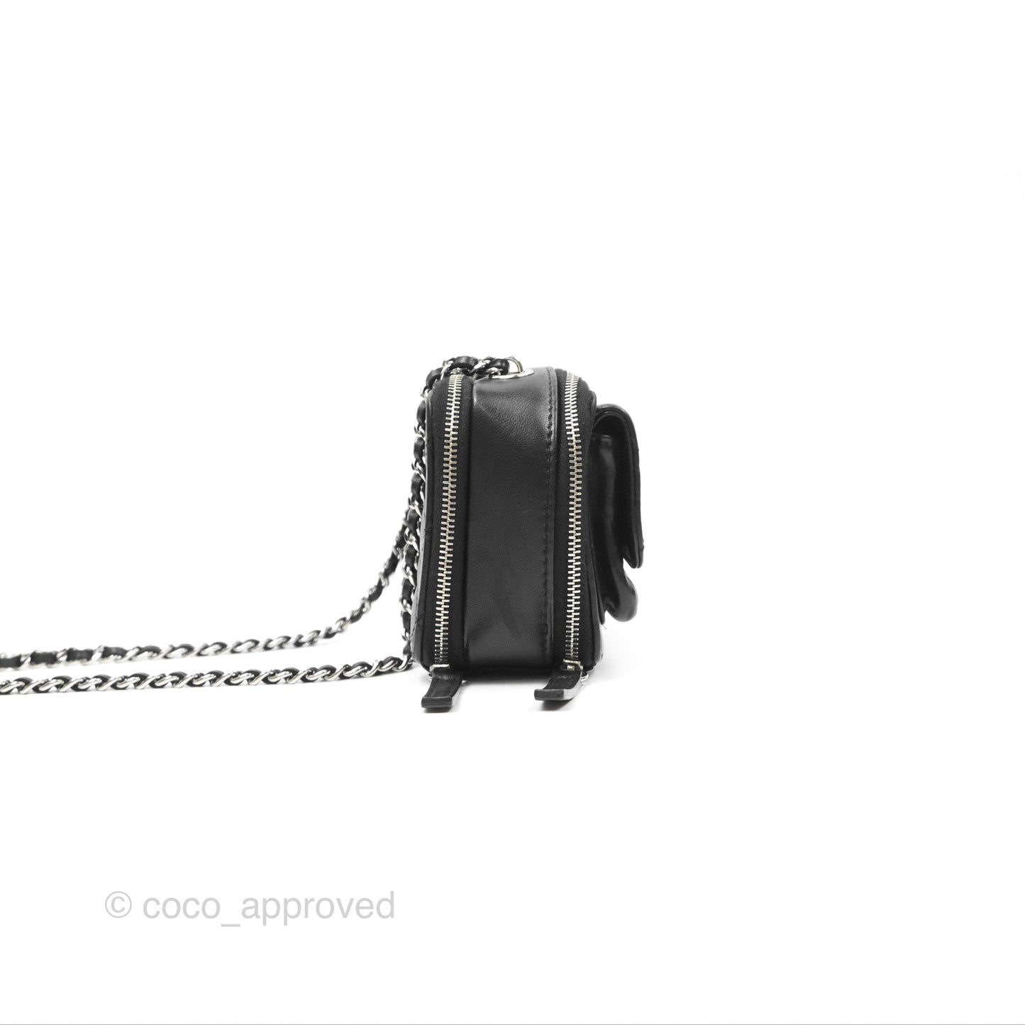 Chanel Small Pocket Box Camera Case Black Lambskin Silver Hardware