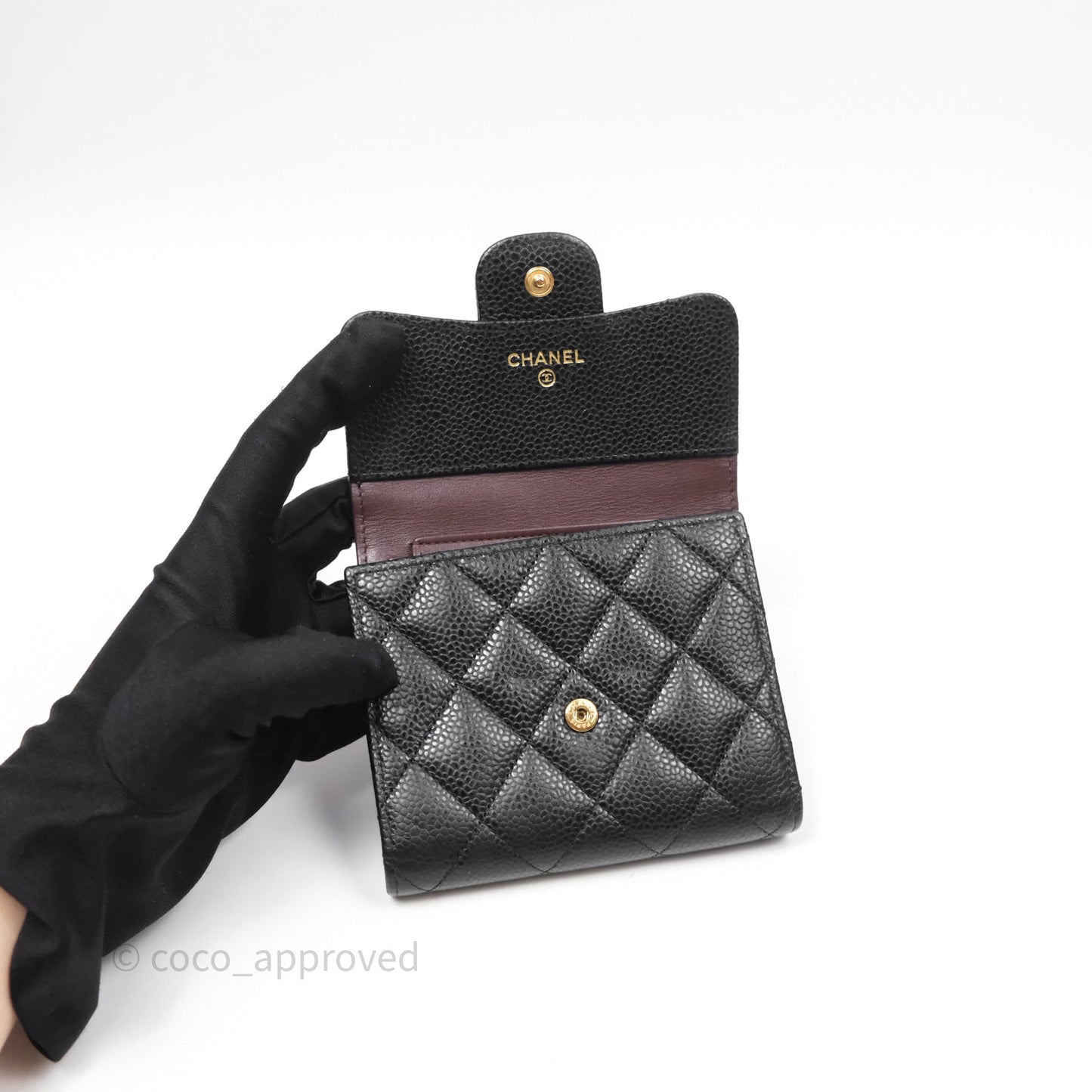 Chanel Classic Short Flap Wallet Black Caviar Gold Hardware