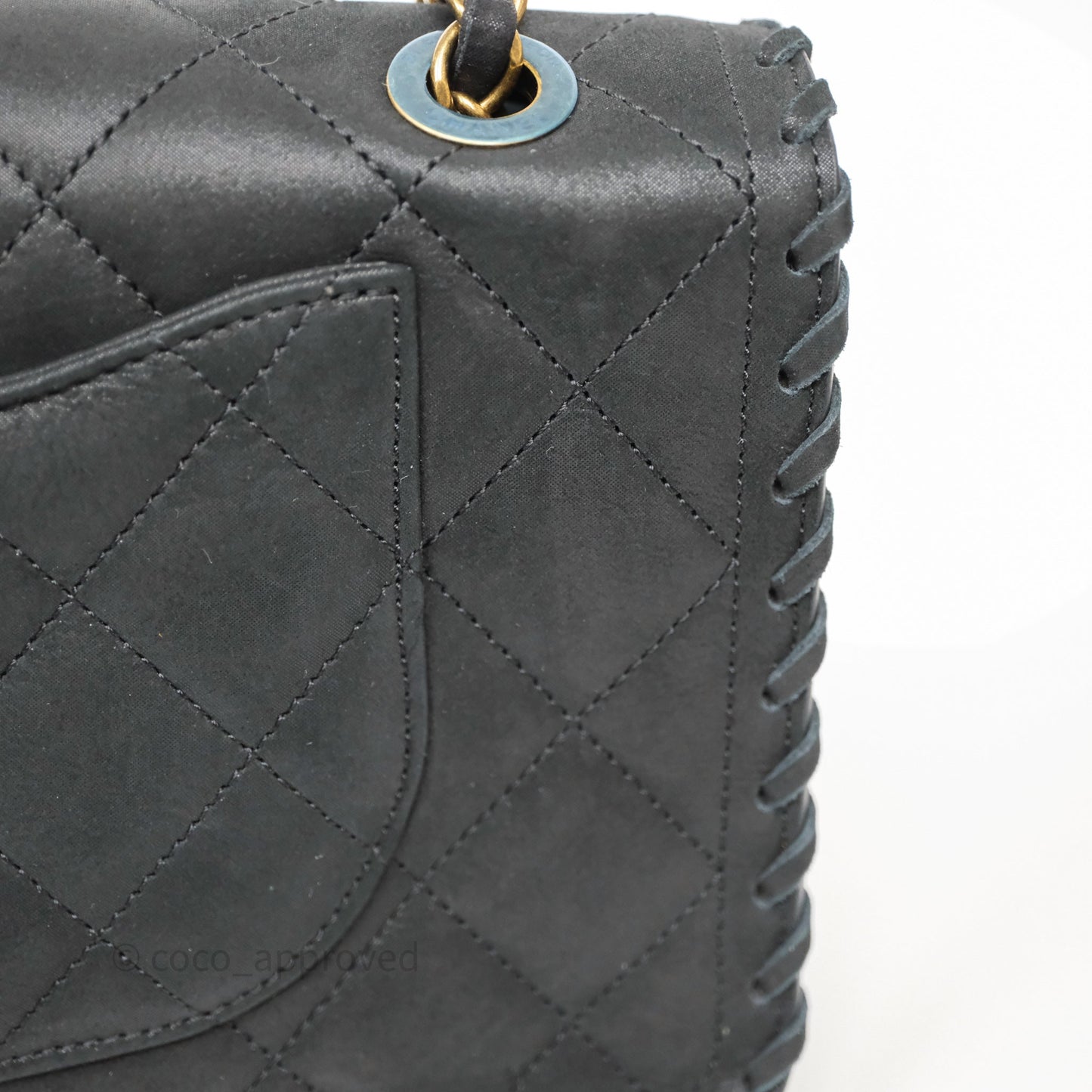 Chanel Braided Flap Bag Black Nubuck Aged Gold Hardware