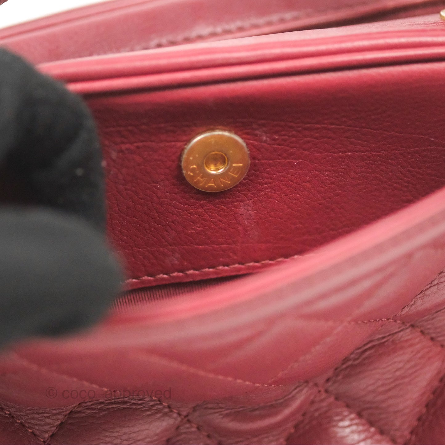 Chanel Quilted CC Small Vanity Case Dark Red Calfskin