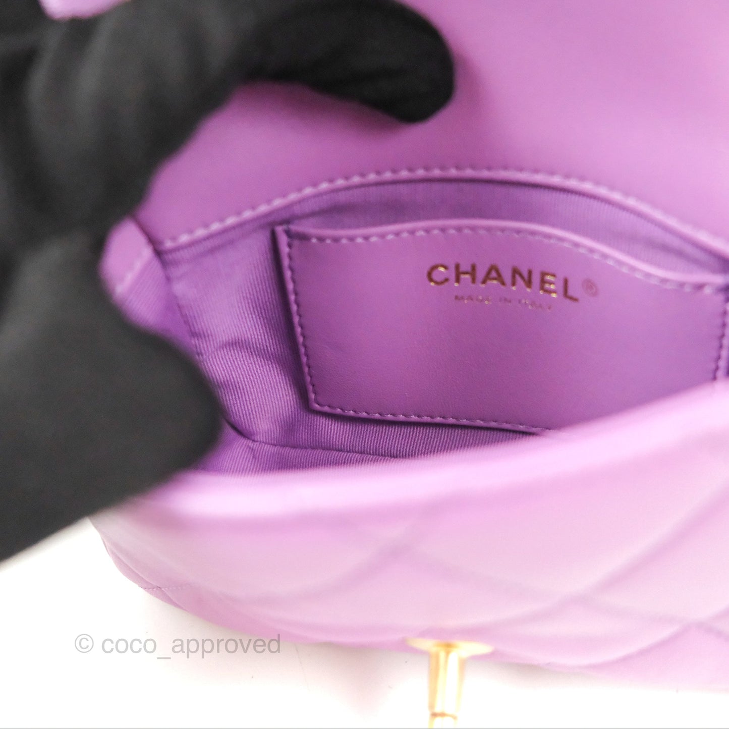 Chanel Quilted Mini CC Funky Town Flap Purple Lambskin Gold Hardware
