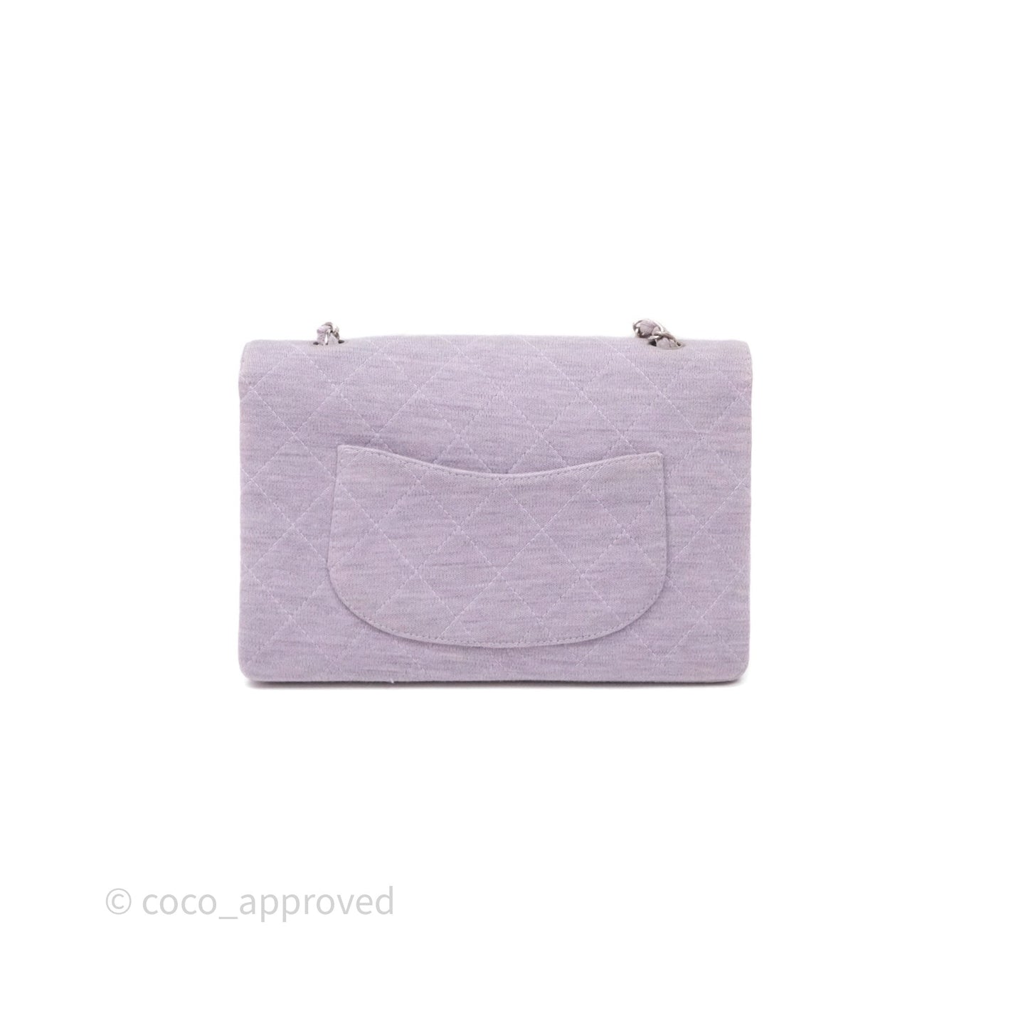 Chanel Medium Single Jersey Flap Bag Purple Silver Hardware
