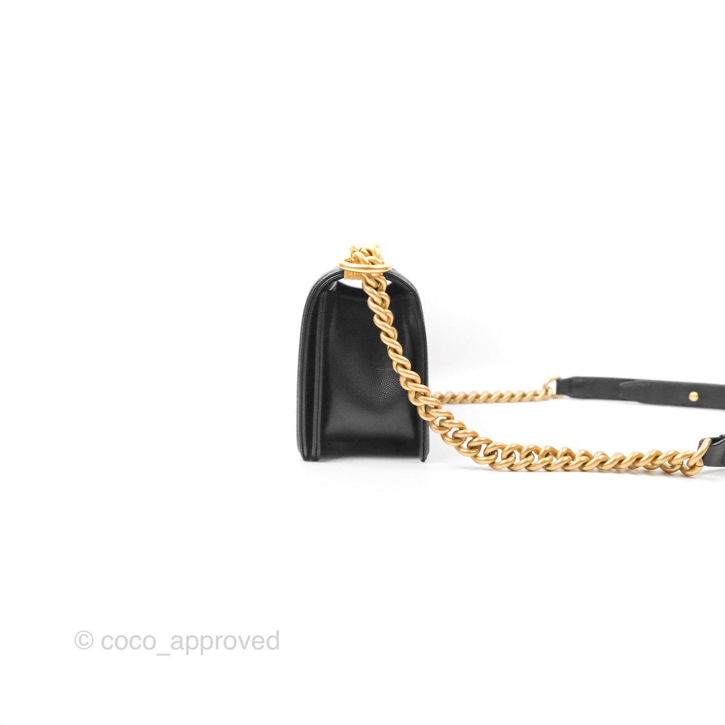 Chanel Small Quilted Boy Black Caviar Gold Hardware