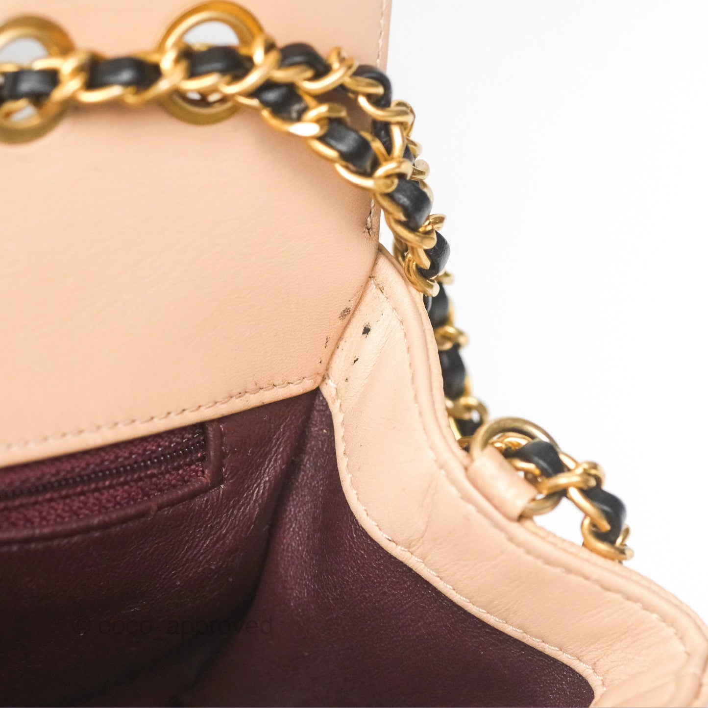 Chanel Small CC Filigree Flap Quilted Beige Black Caviar