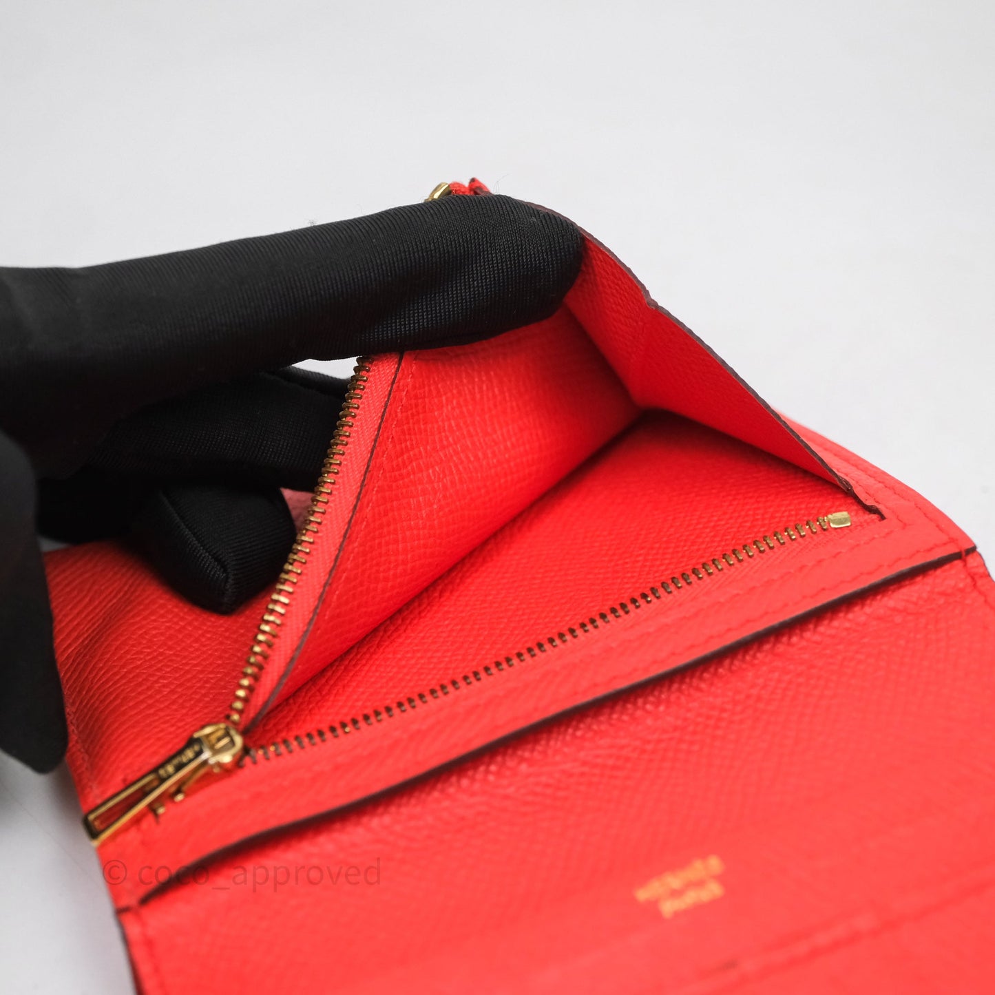 Hermes Bearn Wallet Rouge Tomate S5 Epsom Gold Hardware