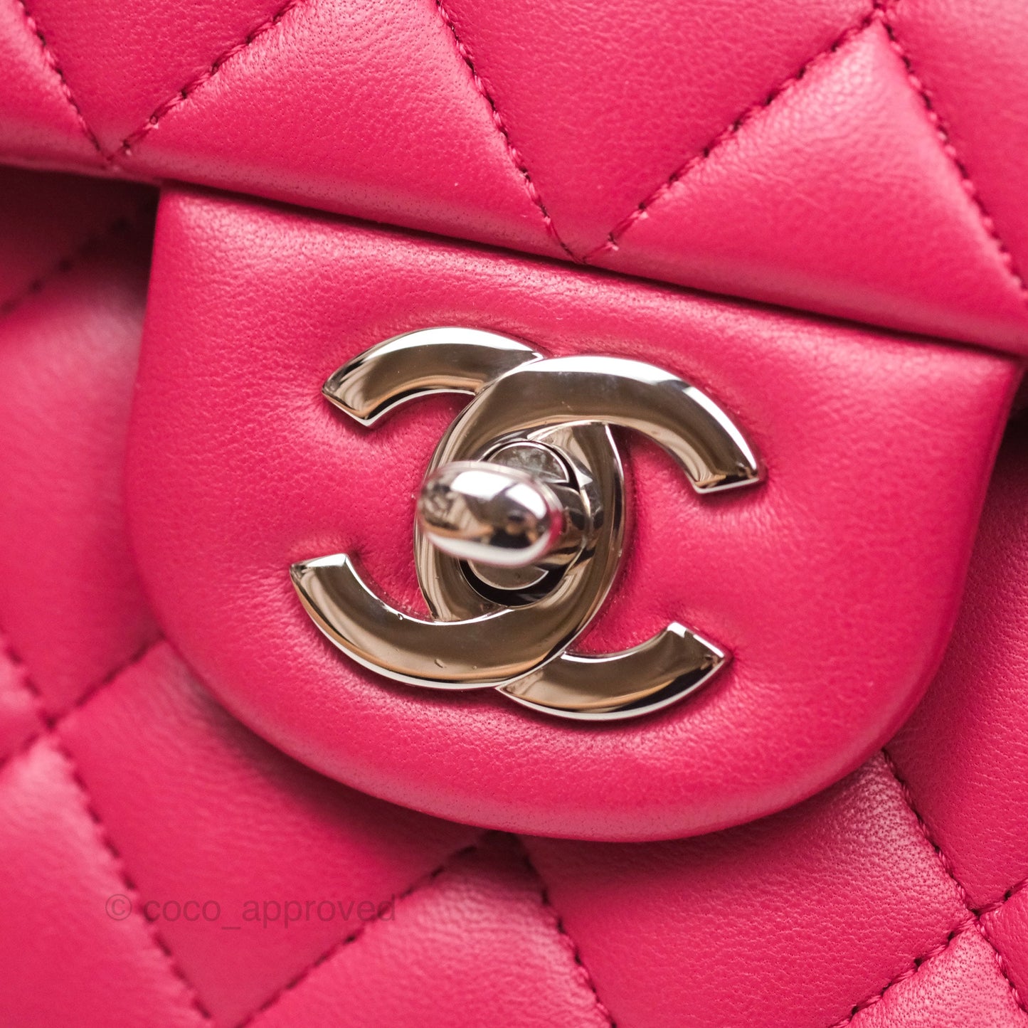 Chanel Classic M/L Medium Flap Quilted Dark Pink Lambskin Silver Hardware