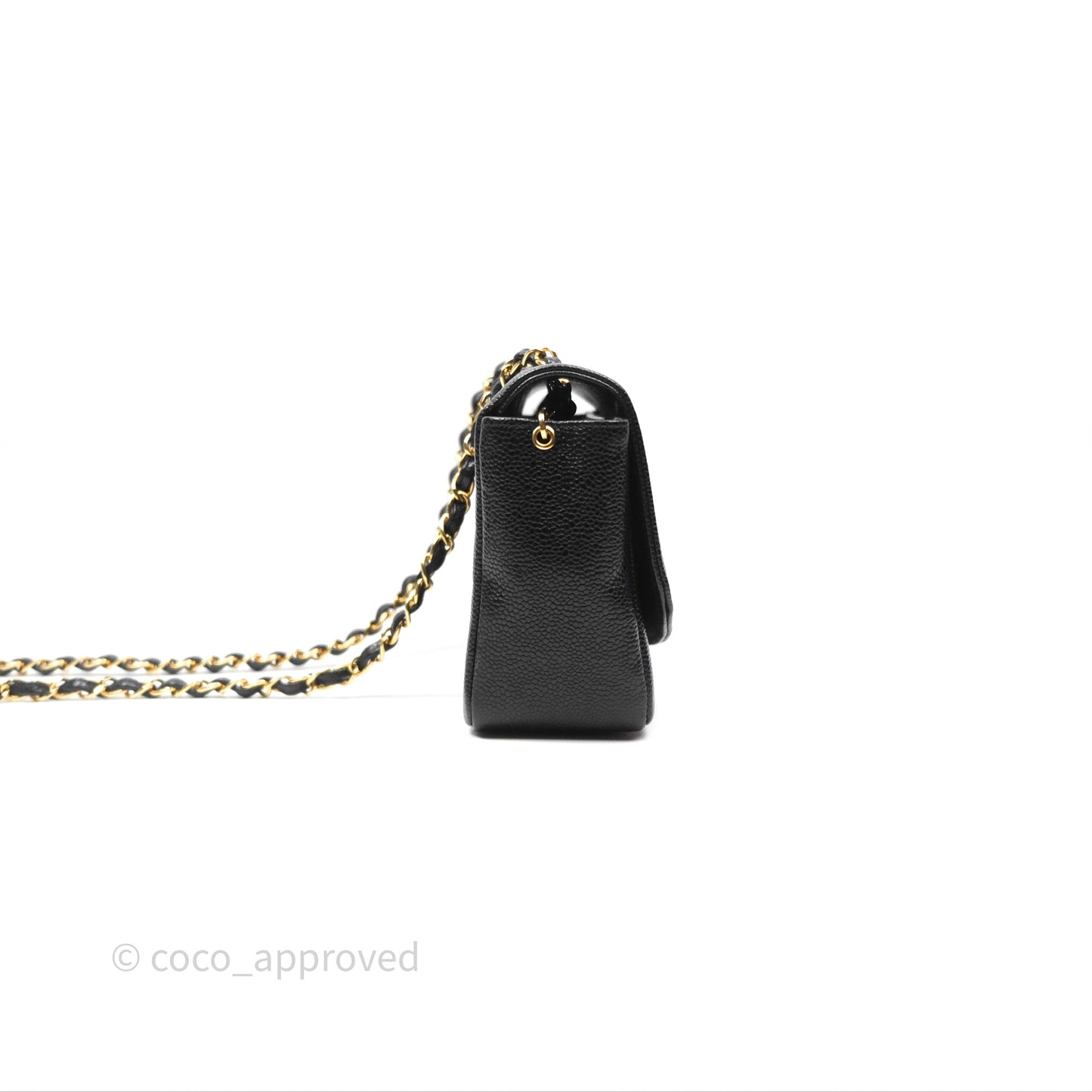 Chanel Small Vintage Quilted Classic Diana Flap Bag Black Caviar 24K Gold Hardware
