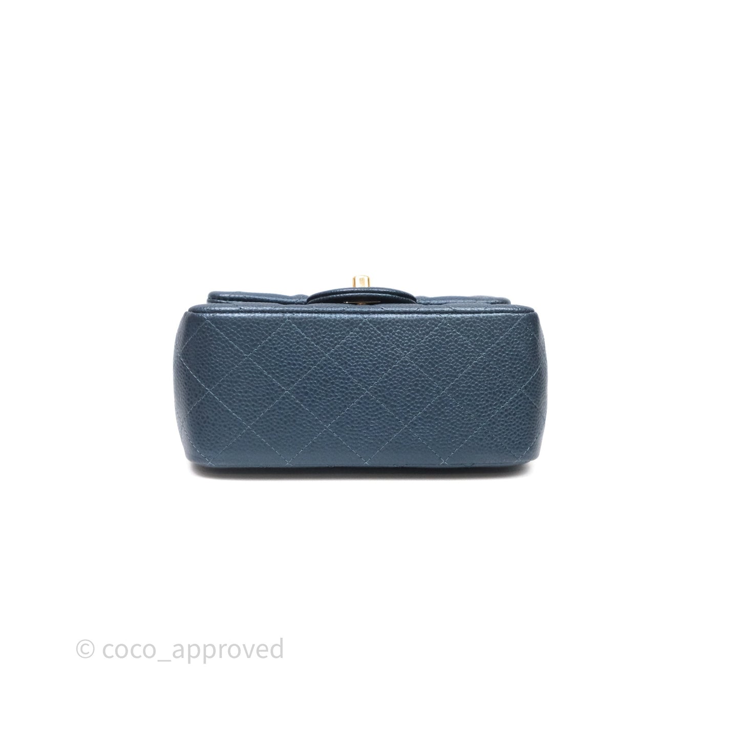 Chanel Quilted Mini Square Iridescent Navy Caviar Gold Hardware